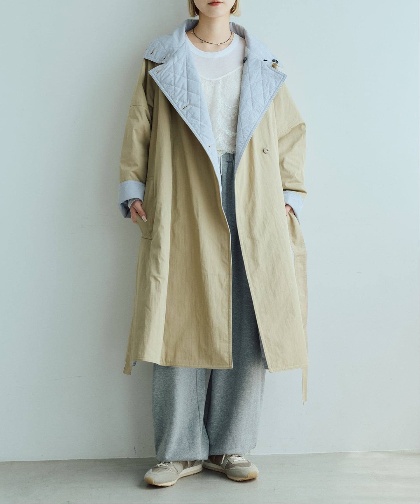 予約》IENA LA BOUCLE リバーパテットキルティングコート（中綿 