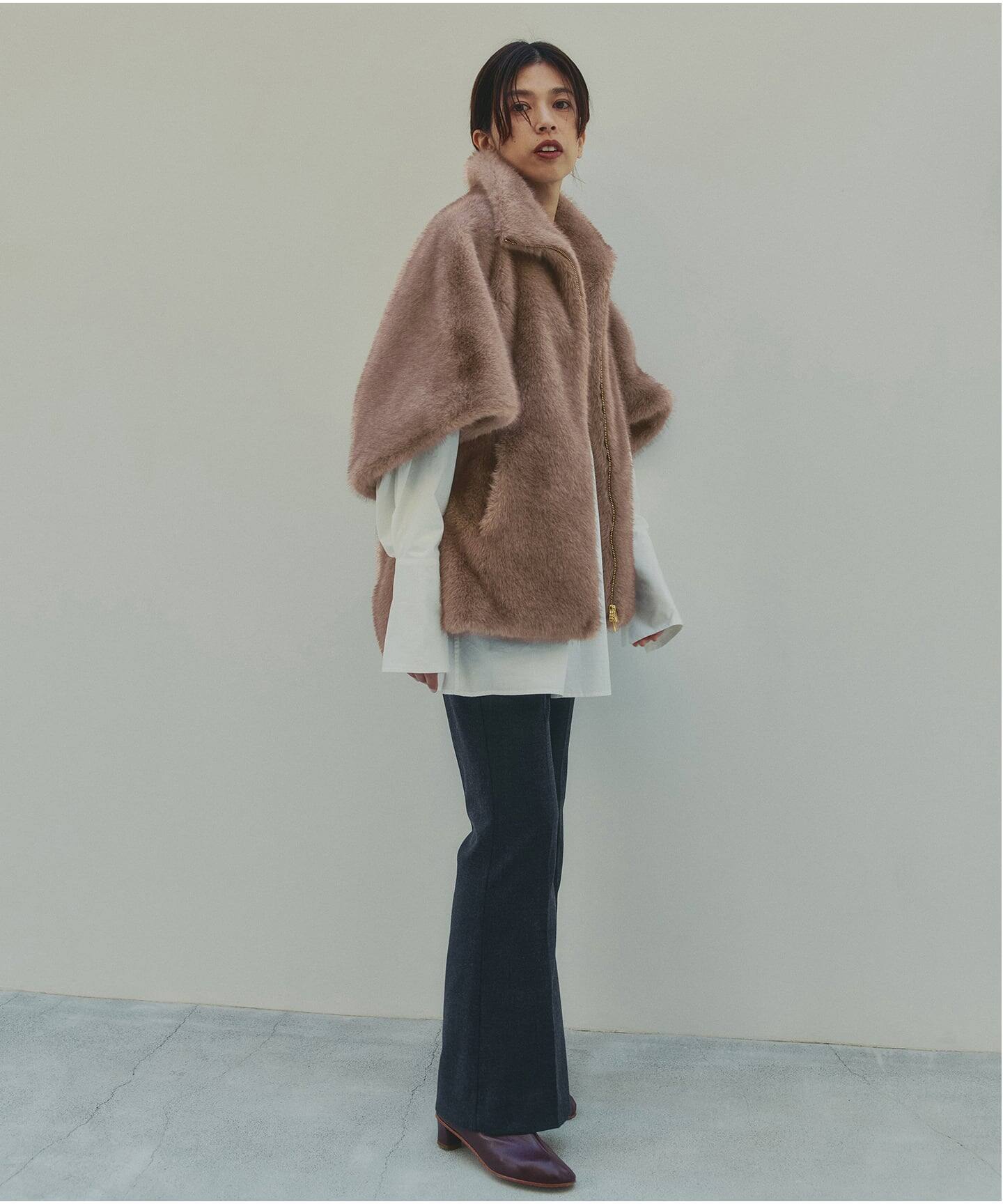 【未使用タグ付き！】IENA LA BOUCLEケープコート☆イエナ 予約》IENA LA BOUCLE ecoファーケープコート（その他ブルゾン