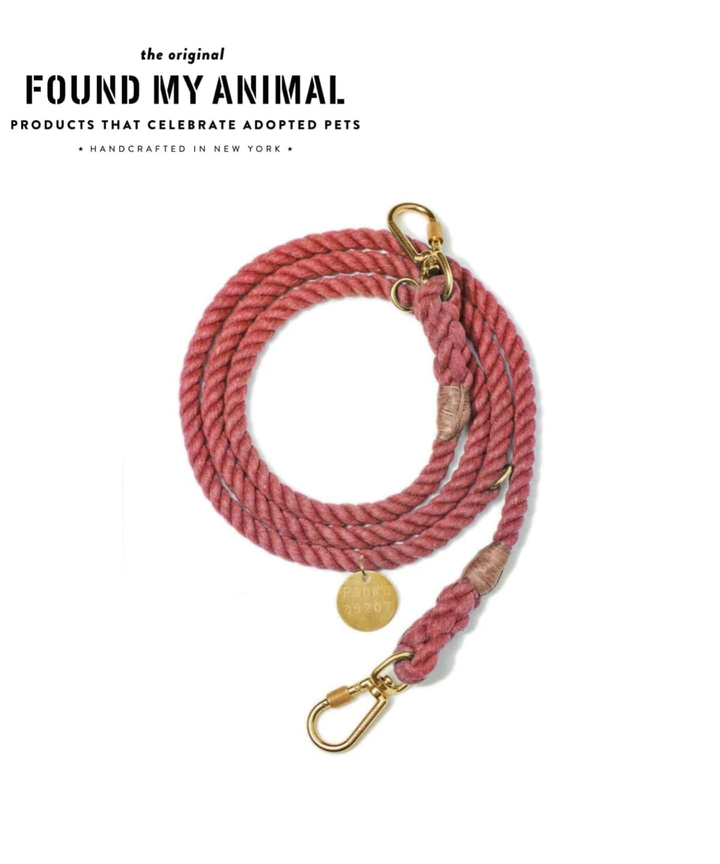 FOUND MY ANIMAL ロープリード Mサイズ レッド FOUND MY ANIMAL】ROPE LEASH 7FT 犬用 リード（ステーショナリー