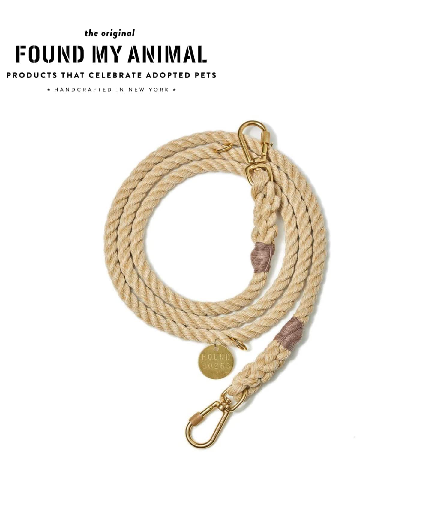 FOUND MY ANIMAL ロープリード ベージュ 予約》【FOUND MY ANIMAL】ROPE LEASH 7FT 犬用 リード