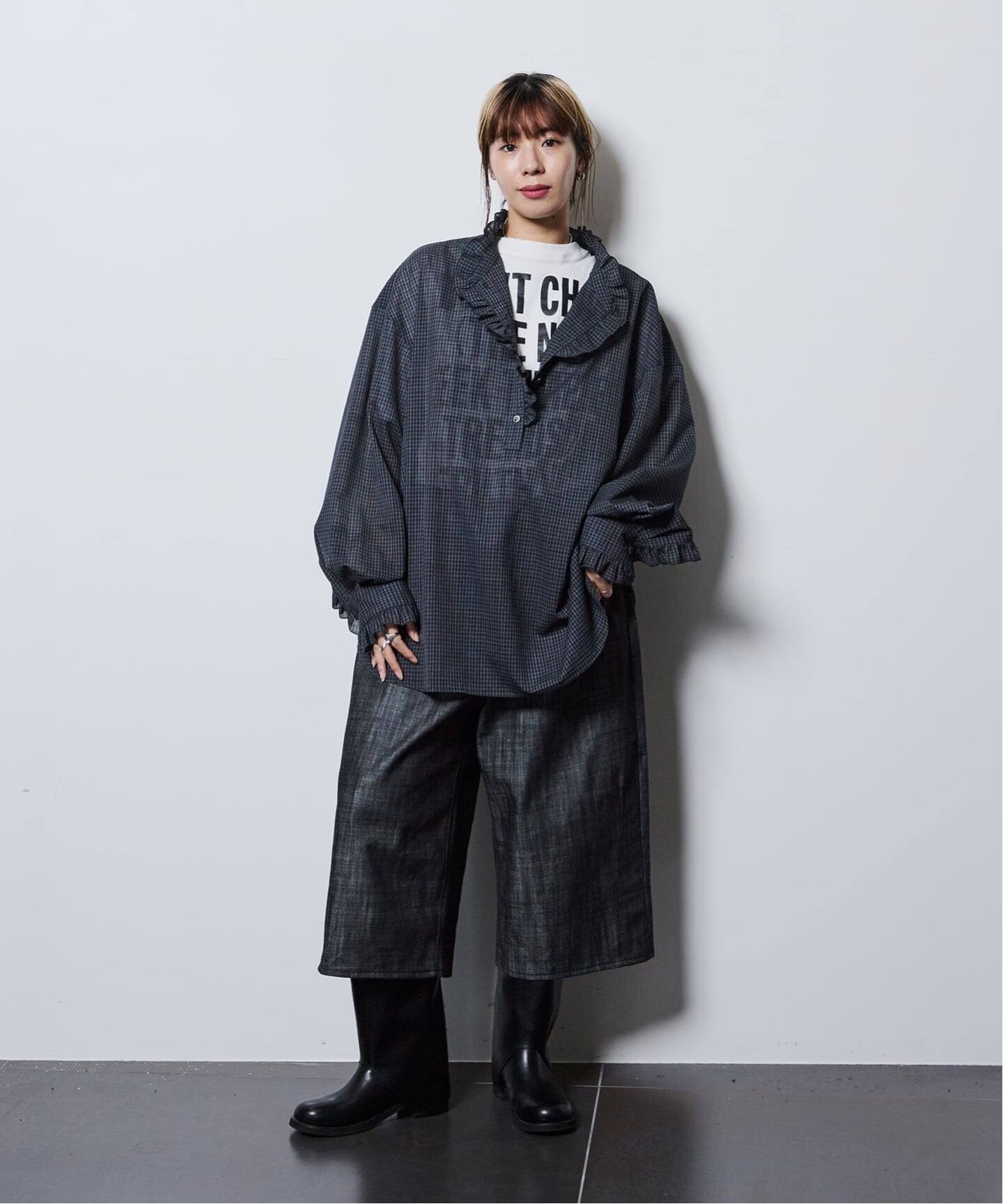 パンツ KURO for CITYSHOP PATCHWORK DE 予約》KURO 別注 WIDE SPREAD CROPPED デニムパンツ（デニムパンツ