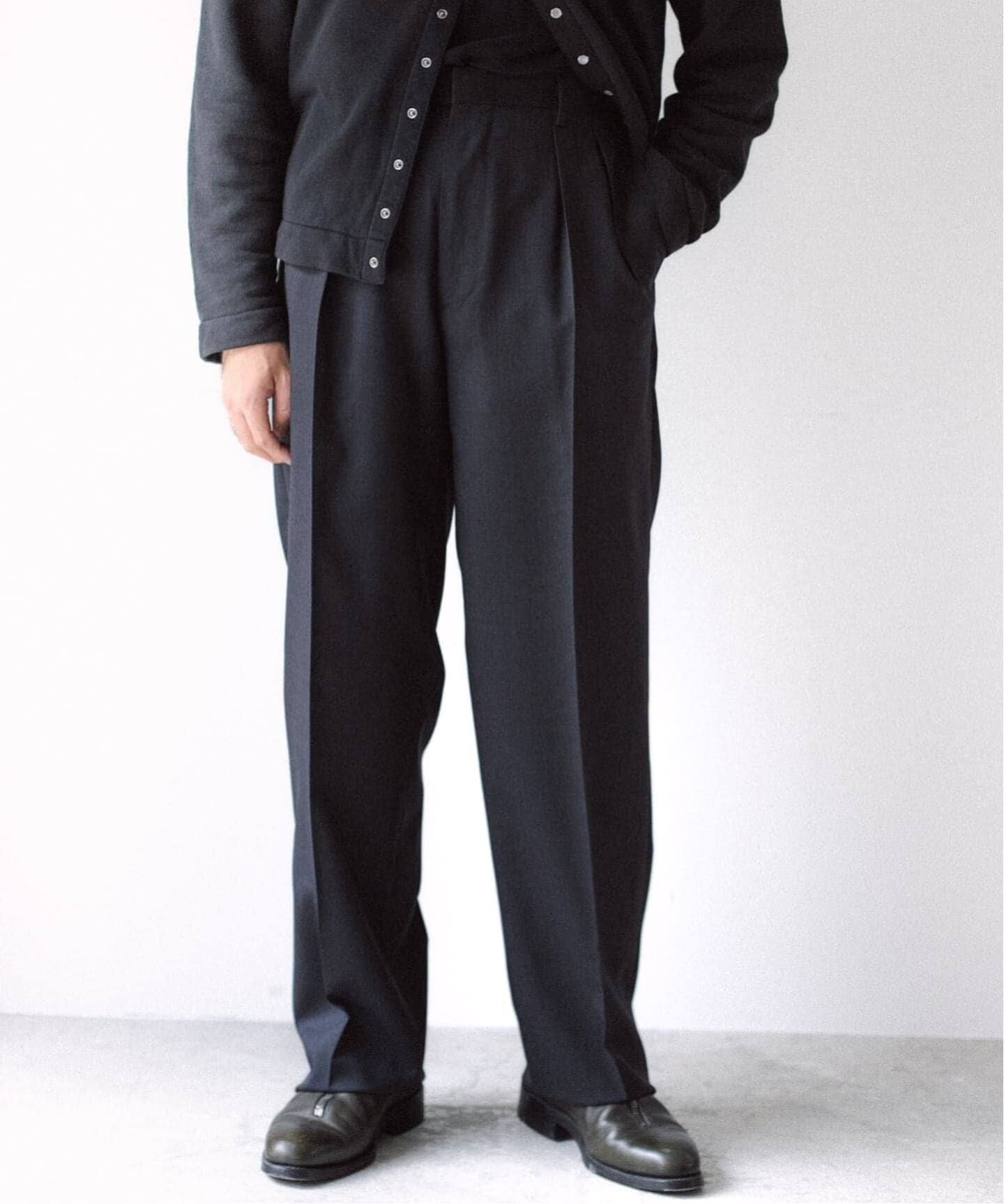 LE / エルイー】 2TUCK WOOL PT：セットアップ着用可（スラックス）｜L