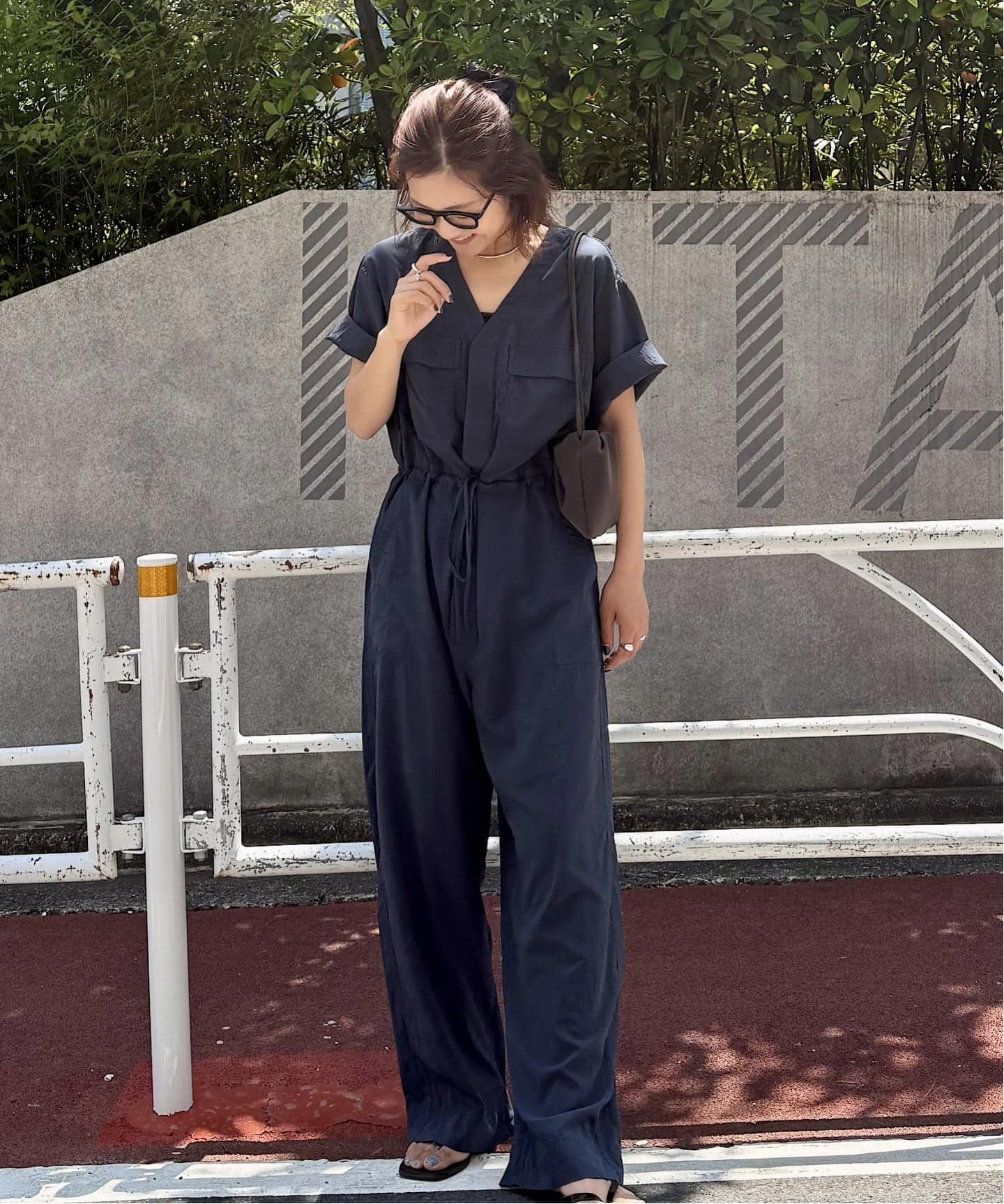 ≪予約≫ダブルポケットVネックオールインワン（つなぎ