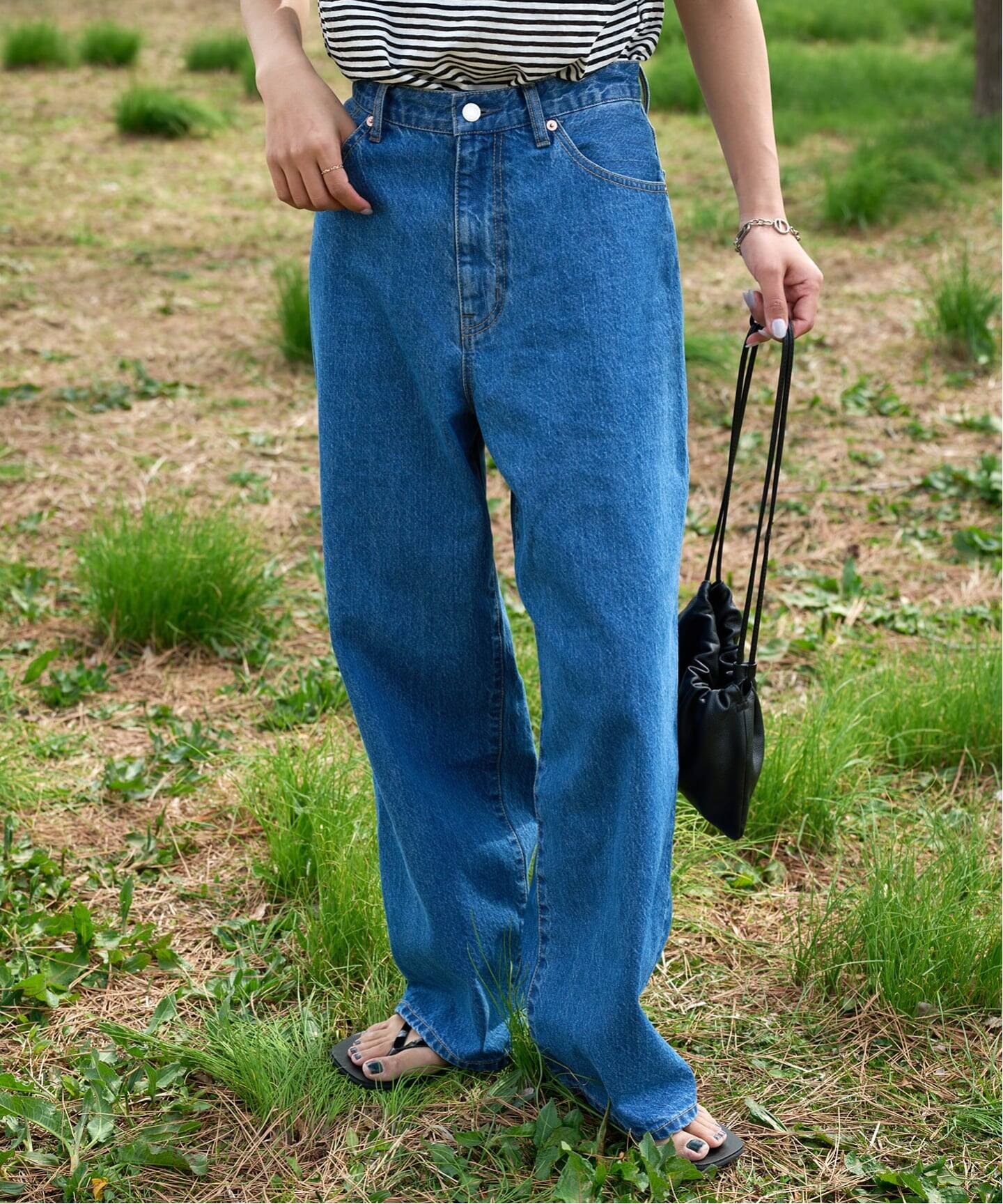 ≪予約 追加≫ULTサマーデニムハイライズルーズ5PKT BLUE/NAVY（デニム