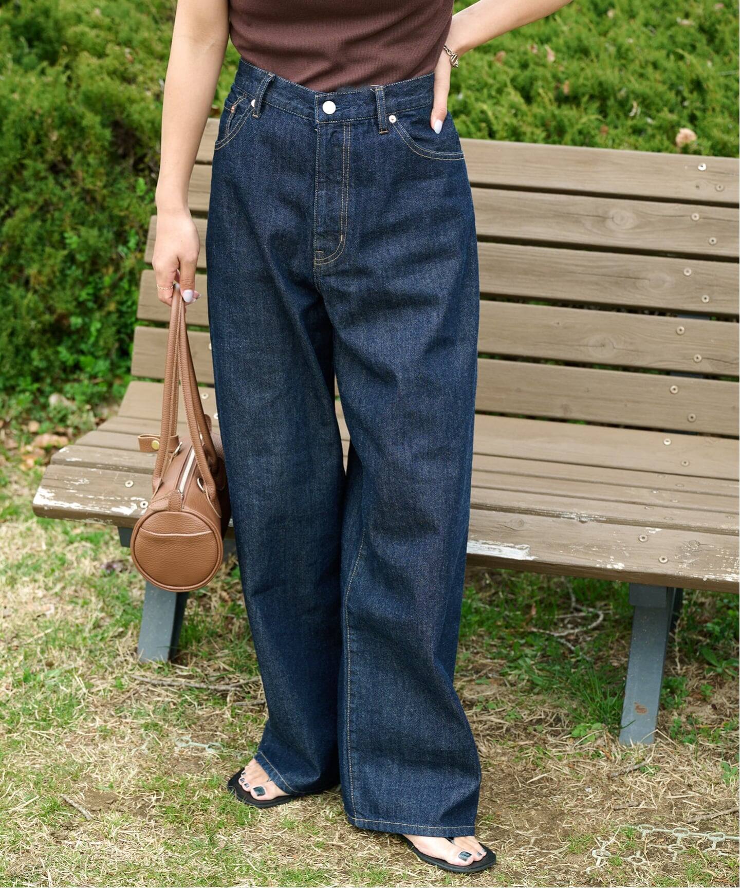 ≪予約 追加≫ULTサマーデニムハイライズルーズ5PKT BLUE/NAVY（デニム