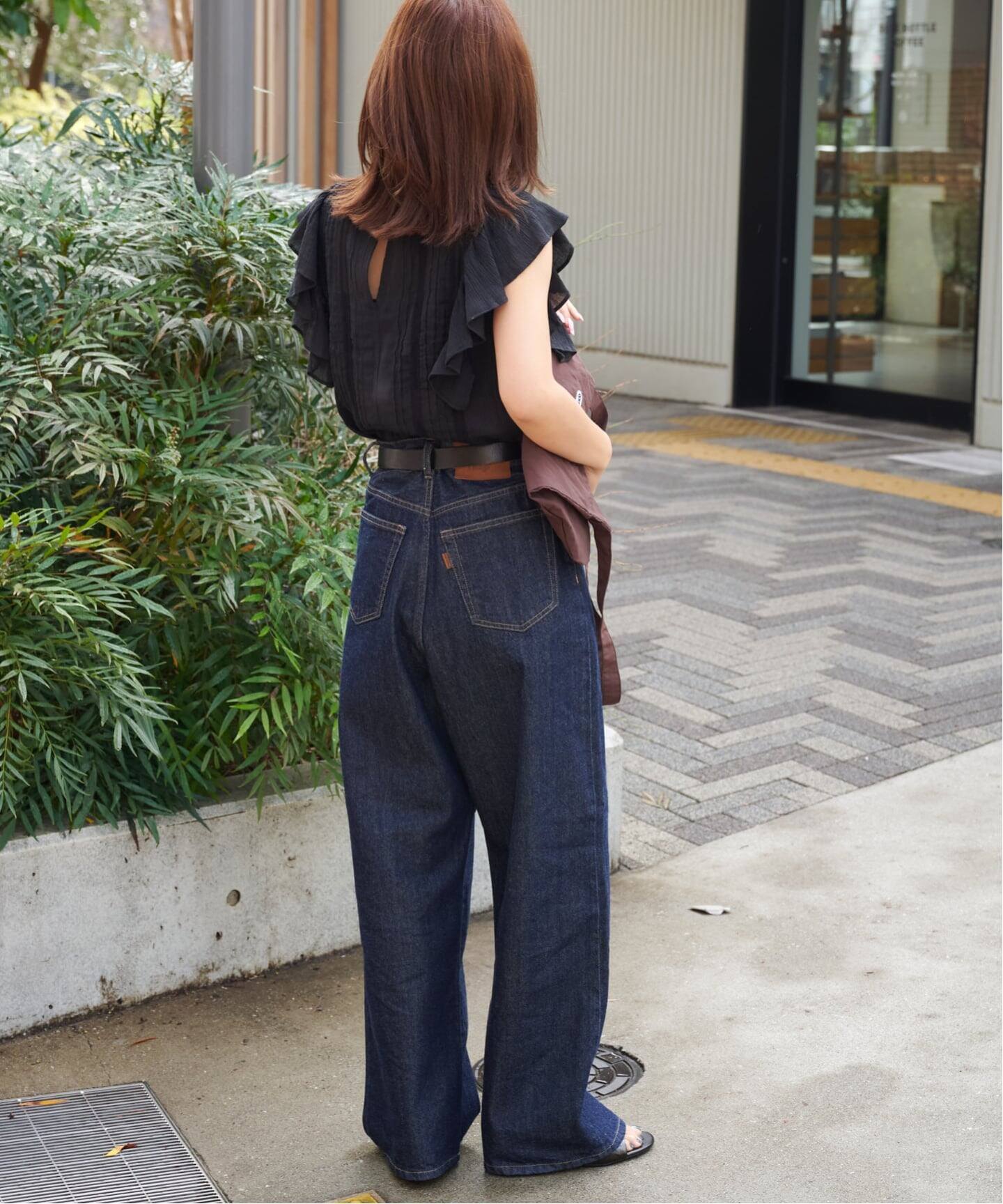 ≪予約 追加≫ULTサマーデニムハイライズルーズ5PKT BLUE/NAVY（デニム