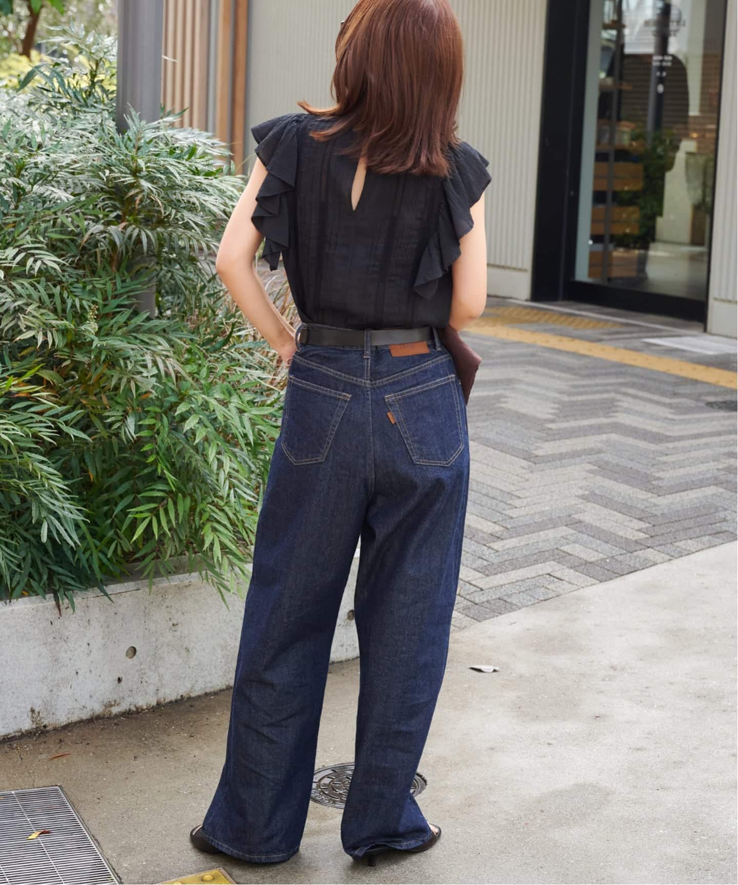 追加 ULTサマーデニムハイライズルーズ5PKT BLUE/NAVY（デニムパンツ