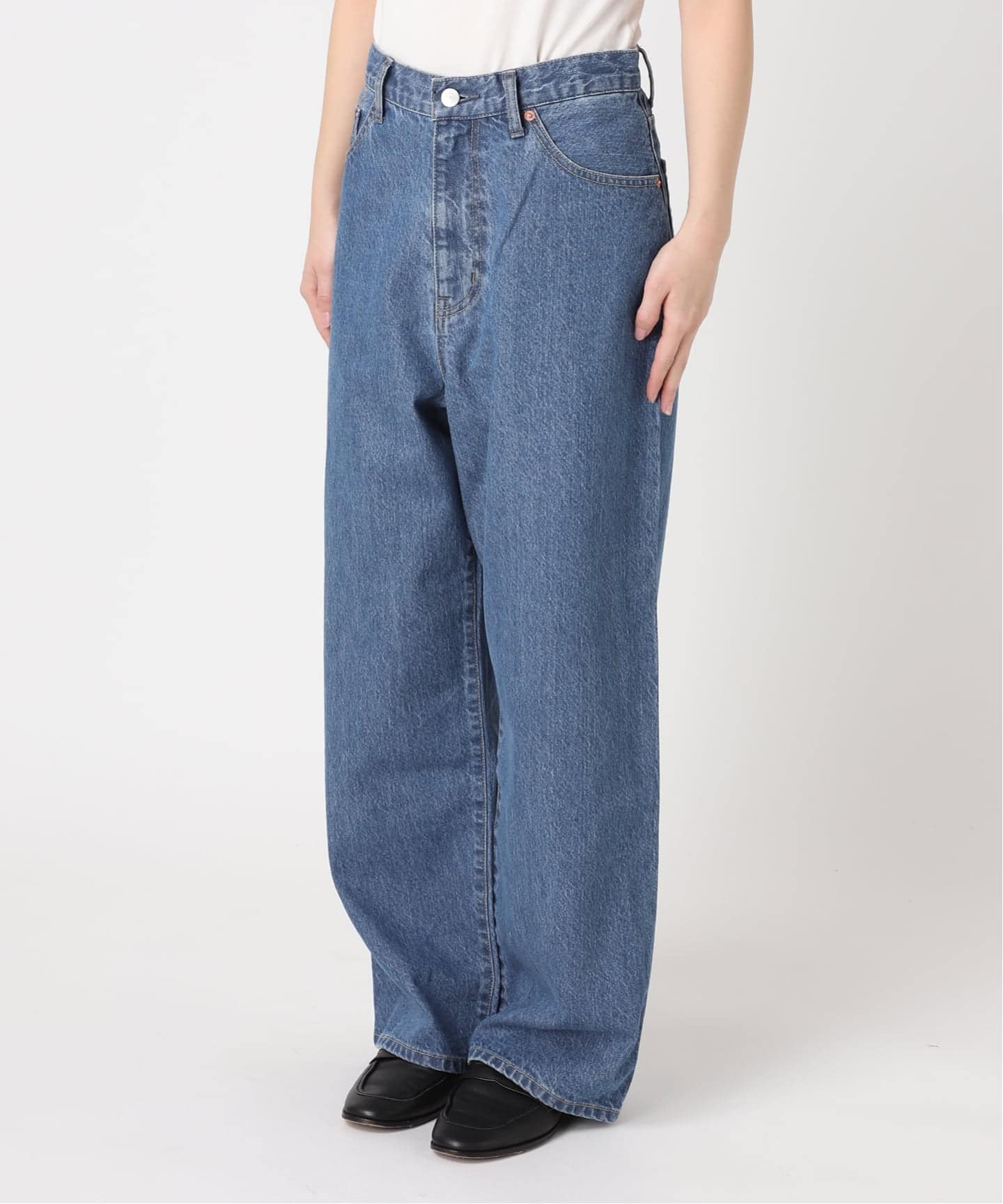 ≪予約 追加≫ULTサマーデニムハイライズルーズ5PKT BLUE/NAVY（デニム