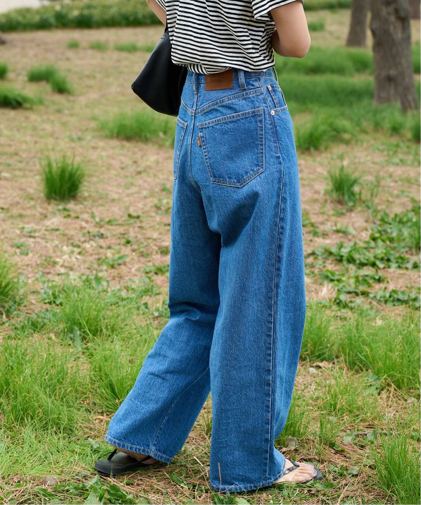 追加 ULTサマーデニムハイライズルーズ5PKT BLUE/NAVY（デニムパンツ 