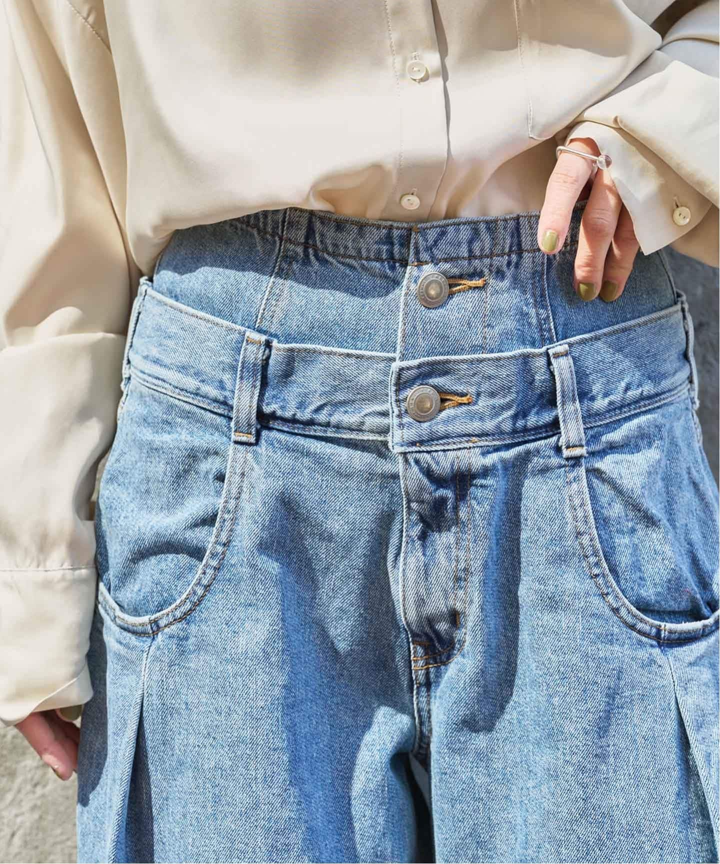 SOMETHING DOUBLE BELT WIDE PANTS（デニムパンツ・ジーンズ）｜BOICE