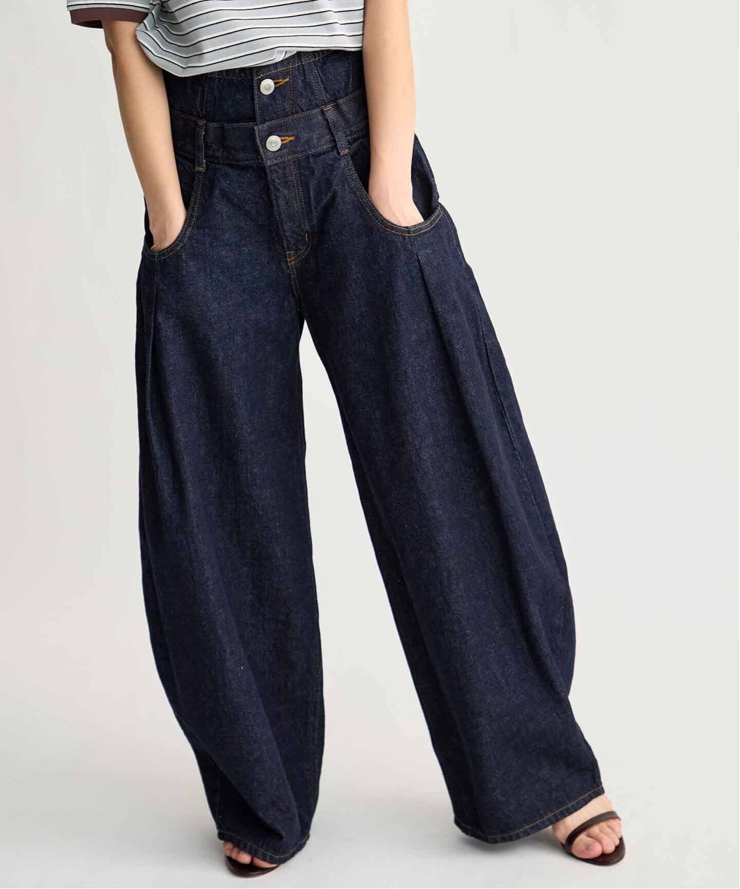 SOMETHING DOUBLE BELT WIDE PANTS（デニムパンツ・ジーンズ）｜BOICE