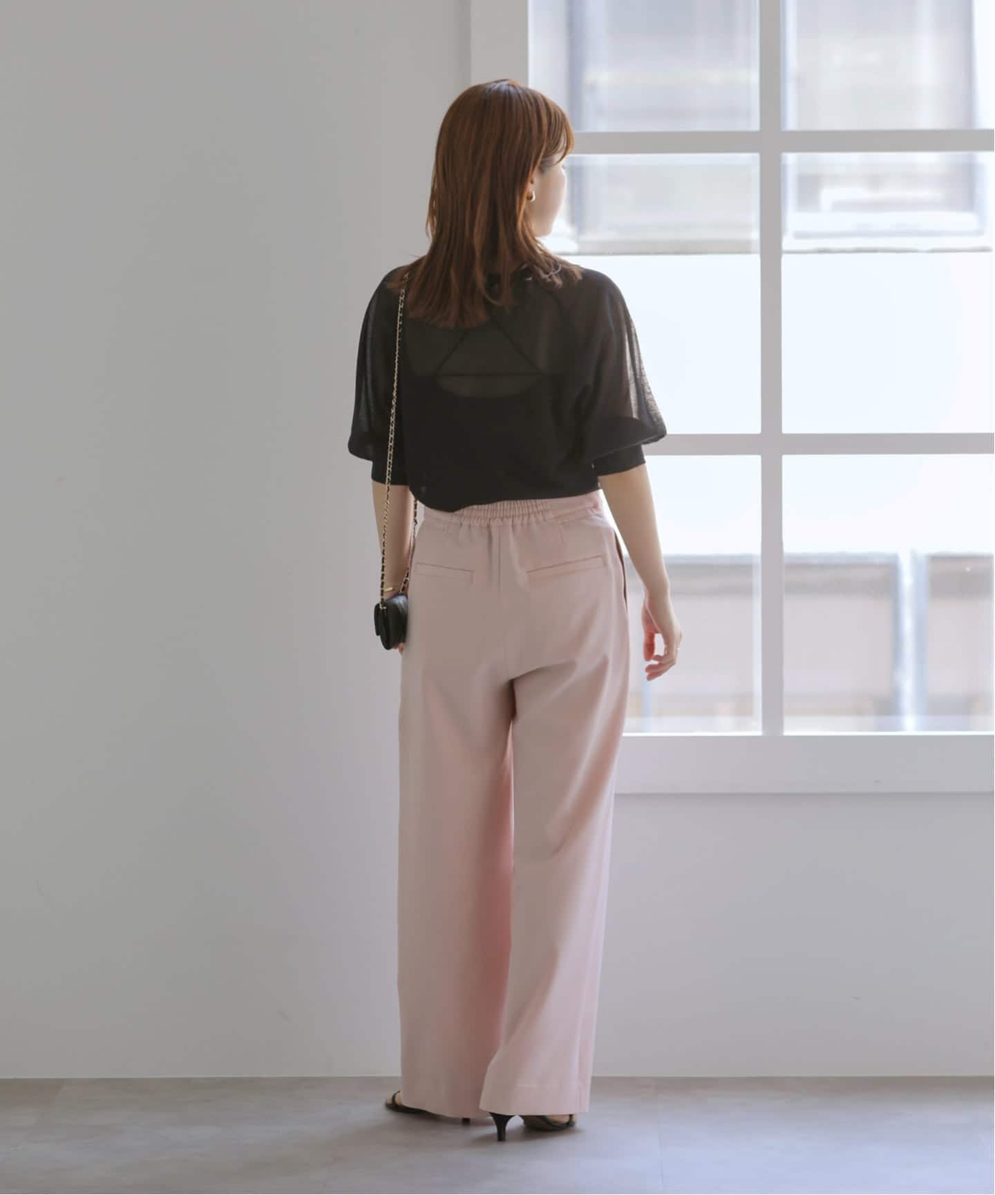 【新品未使用】【洗える】La Toliteリボンワイドパンツ ピンク サイズ36 洗える】リボンワイドパンツ（スラックス）｜La Totalite（ラ