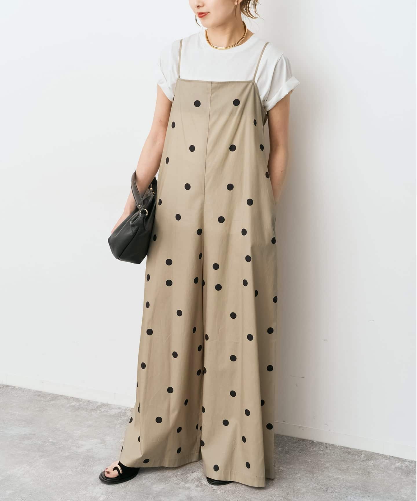 25SS spick&span フロッキードットキャミサロペット web限定36 25SS