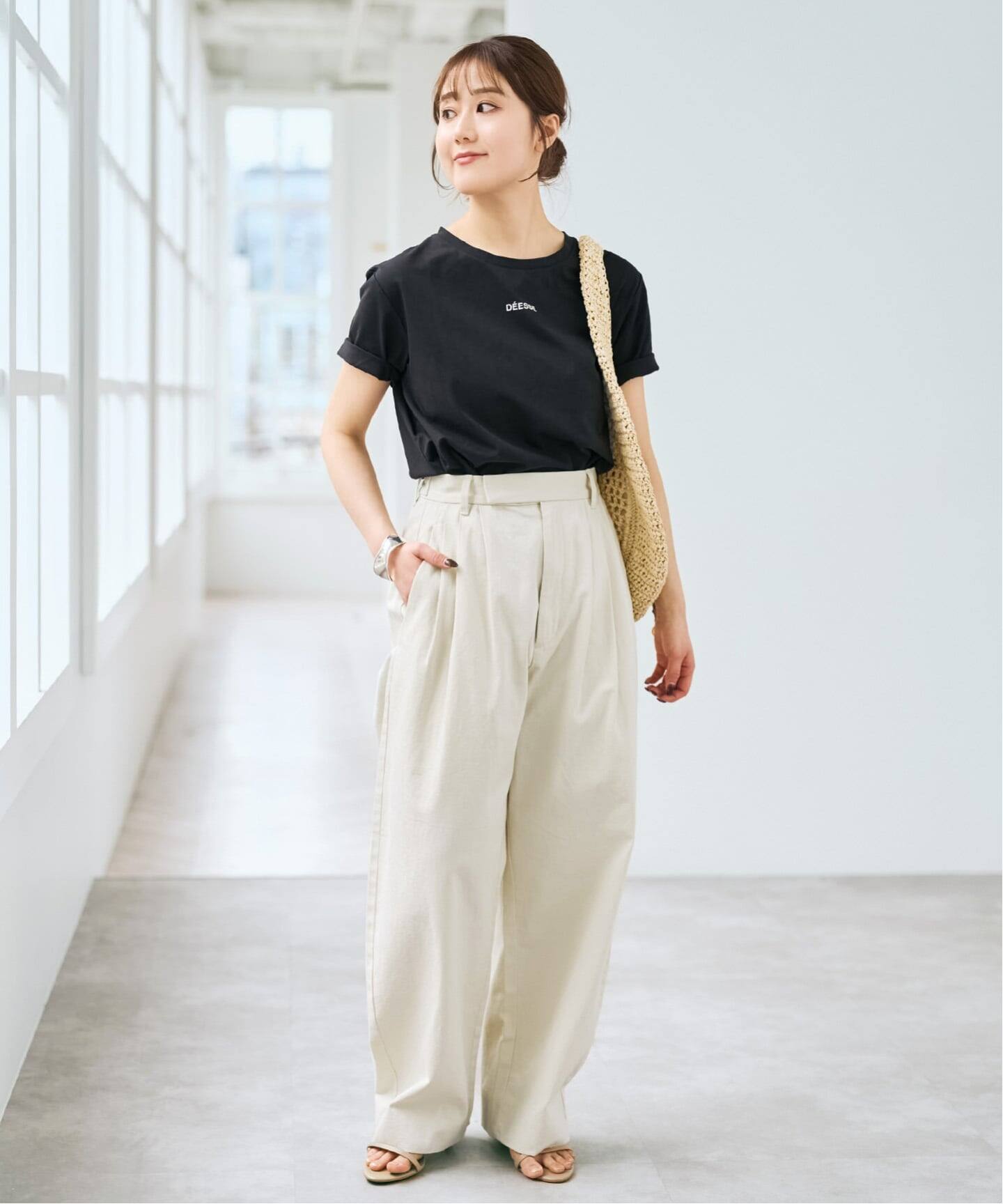 コットンサテンタックカーブパンツ（スラックス）｜Spick & Span