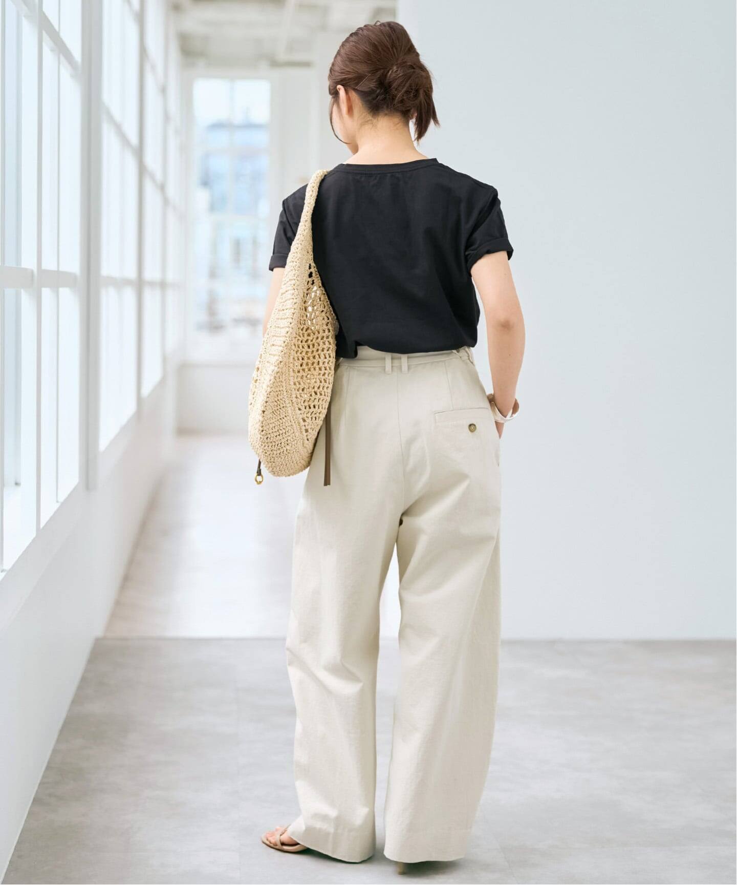 コットンサテンタックカーブパンツ（スラックス）｜Spick & Span