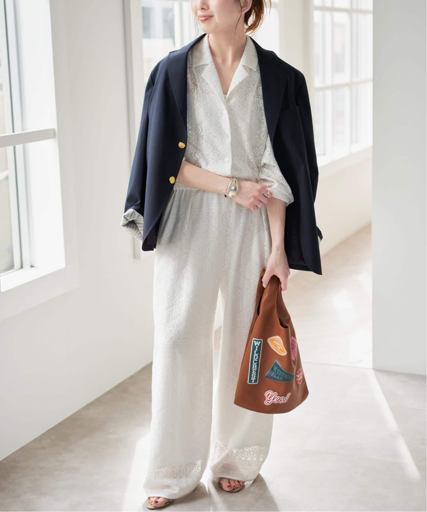 予約》オープンカラーレースジャンプスーツ（サロペット