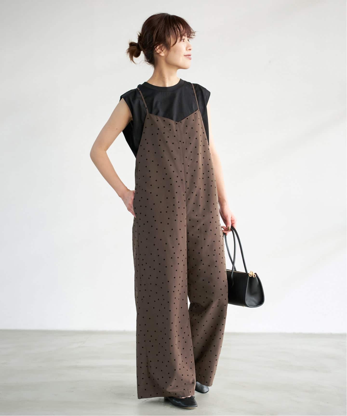 25SS spick&span フロッキードットキャミサロペット web限定 追加予約》フロッキードットキャミサロペット（サロペット