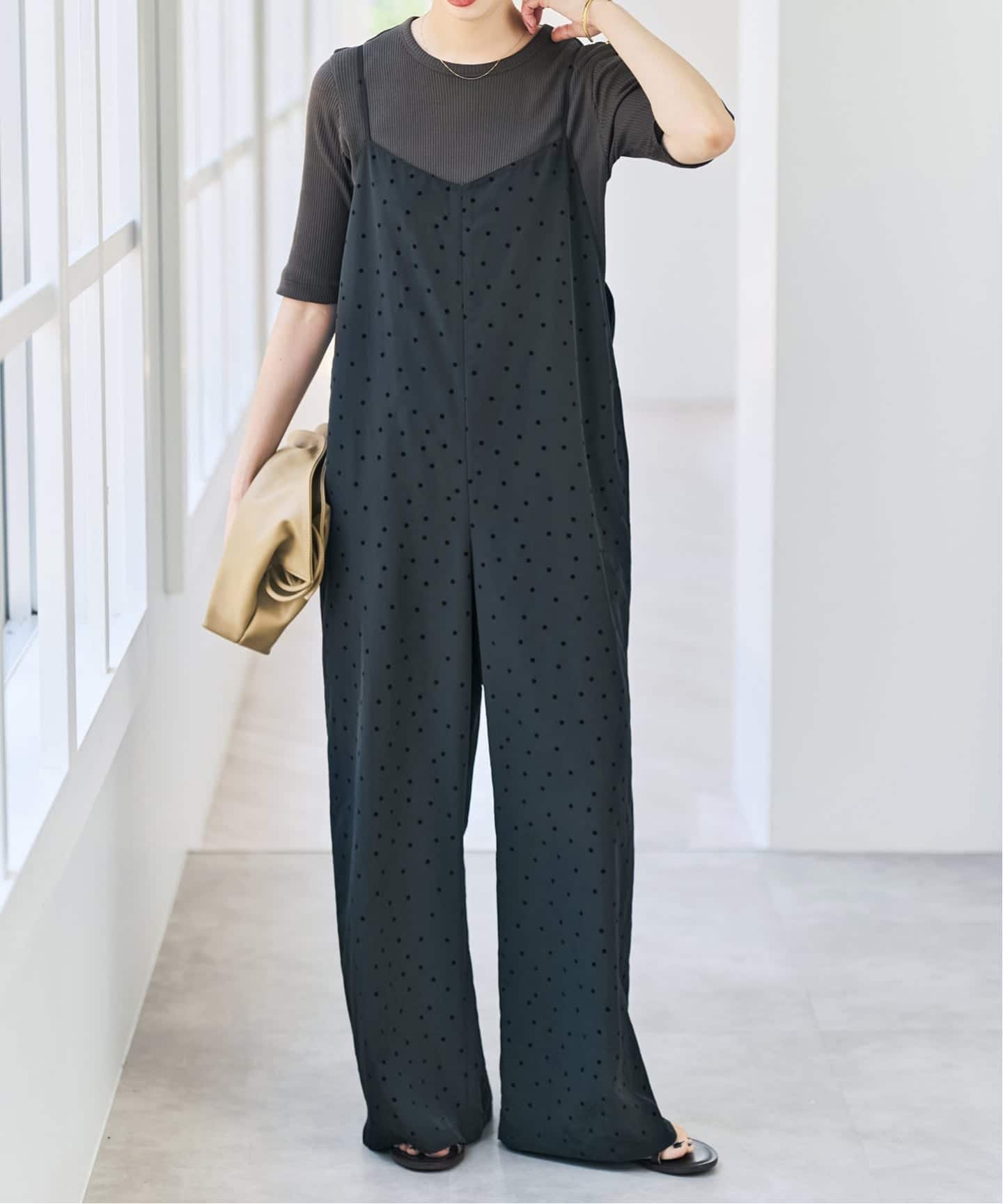 25SS spick&span フロッキードットキャミサロペット web限定 追加予約》フロッキードットキャミサロペット（サロペット