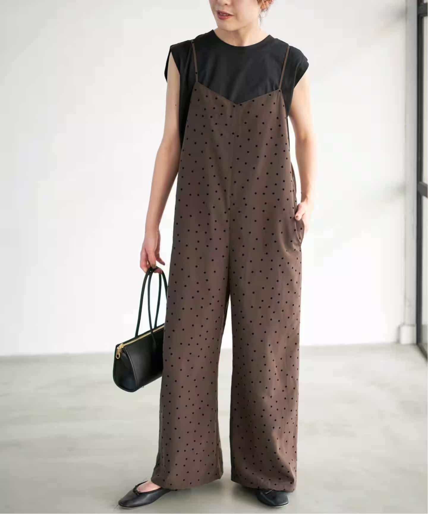 25SS spick&span フロッキードットキャミサロペット web限定 追加予約》フロッキードットキャミサロペット（サロペット