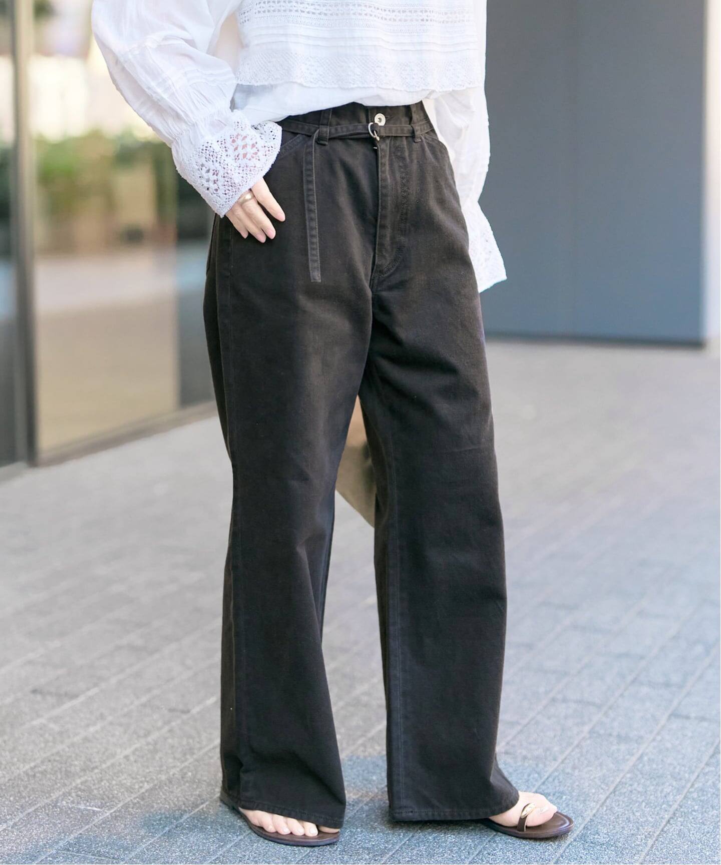 Spick＆Spanレーヨンツイルスリムフレアパンツ　ブラック フェードツイルフレアパンツ（スラックス）｜Spick & Span（スピック