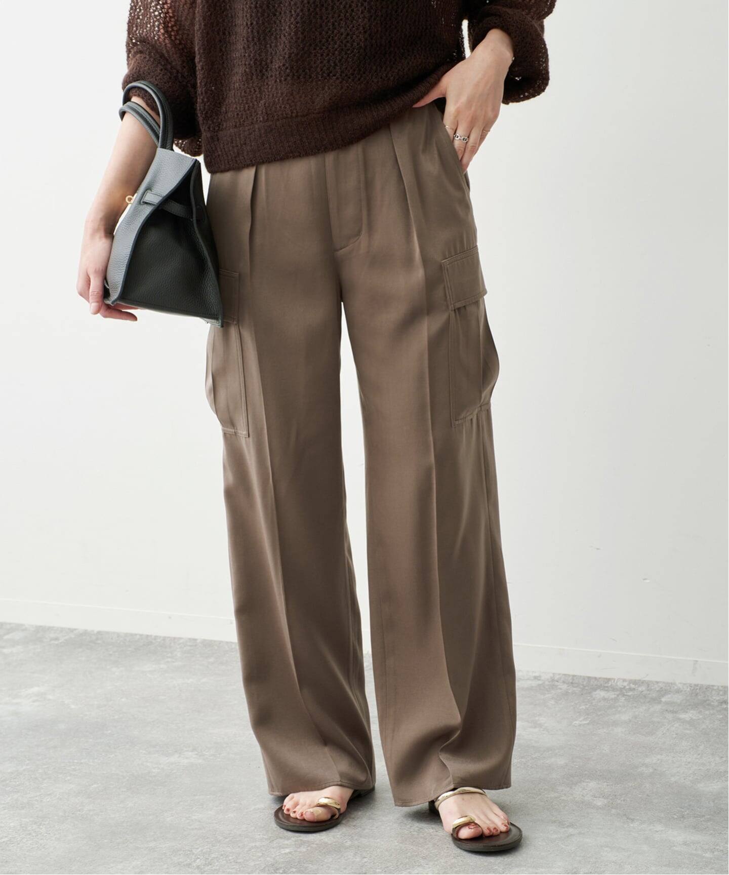 【極美品】　【Spick and Span】バックサテンカーゴ　38 予約》スエードサテンカーゴパンツ（カーゴパンツ）｜Spick & Span