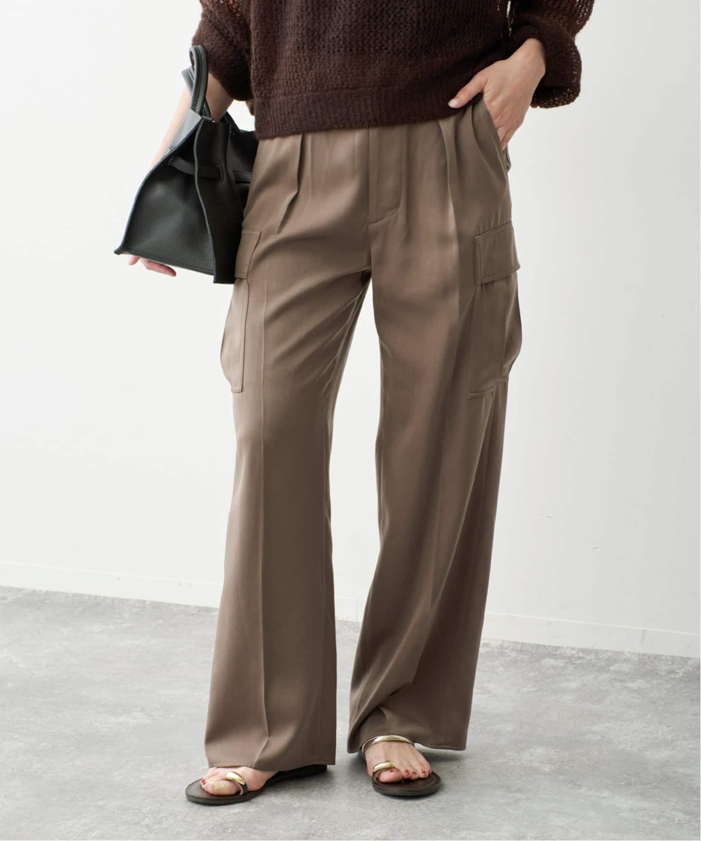 【極美品】　【Spick and Span】バックサテンカーゴ　38 予約》スエードサテンカーゴパンツ（カーゴパンツ）｜Spick & Span