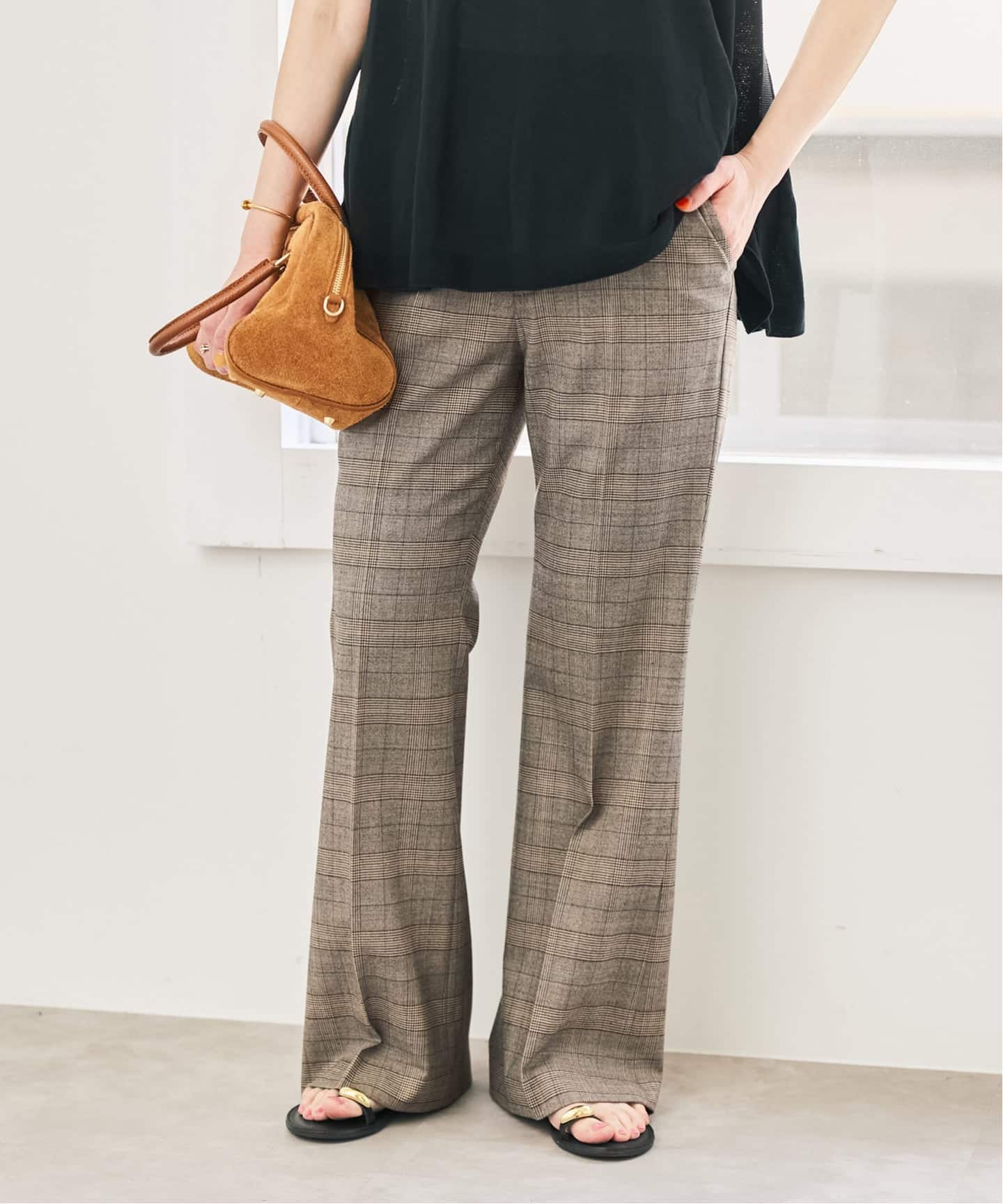 Spick and span  グレンチェック　テーパードパンツ セットアップ可 / 予約》ウールブレンドグレンチェックパンツ