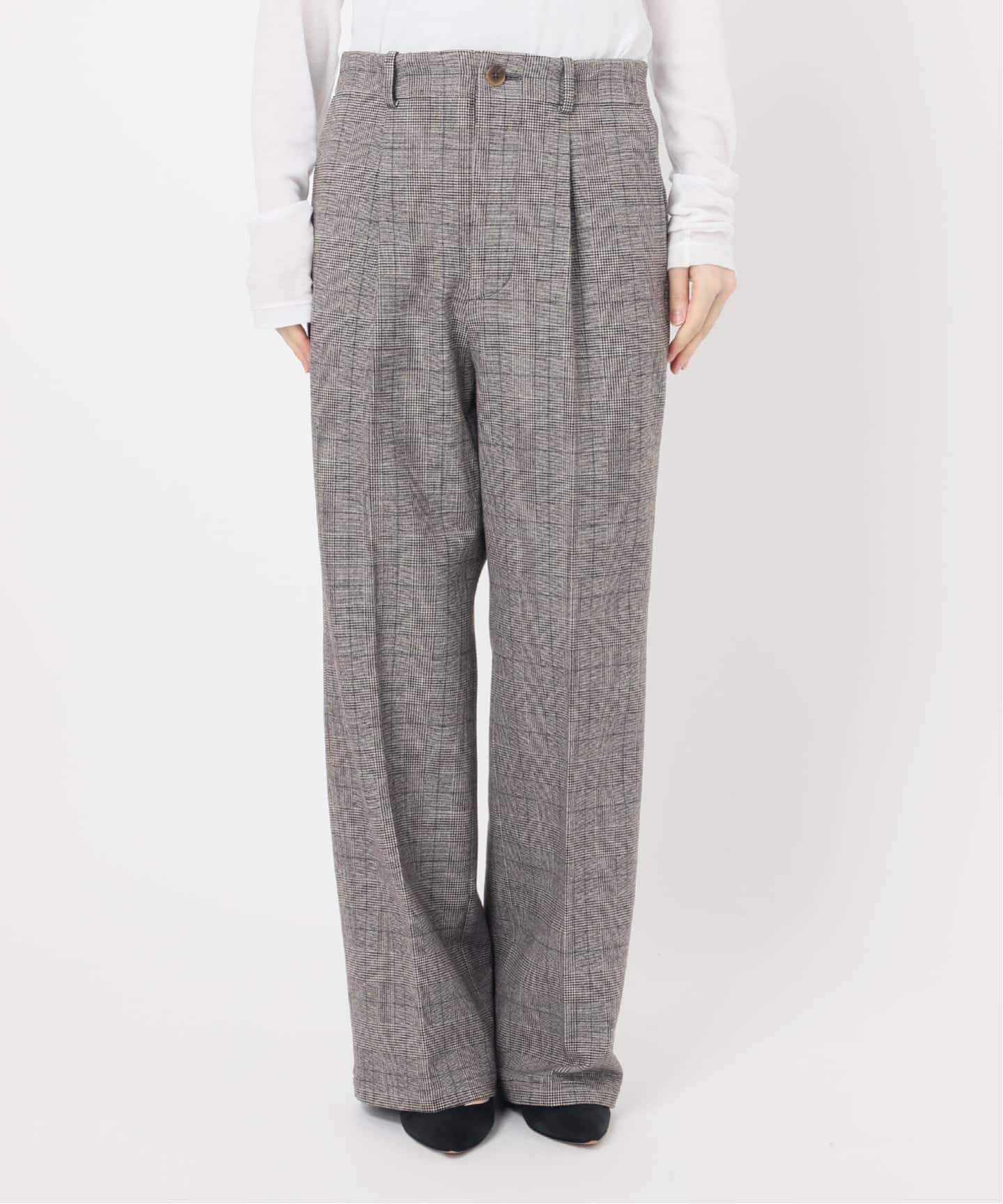 Spick and span  グレンチェック　テーパードパンツ 手洗い可 / 追加予約》グレンチェック起毛タックストレートパンツ