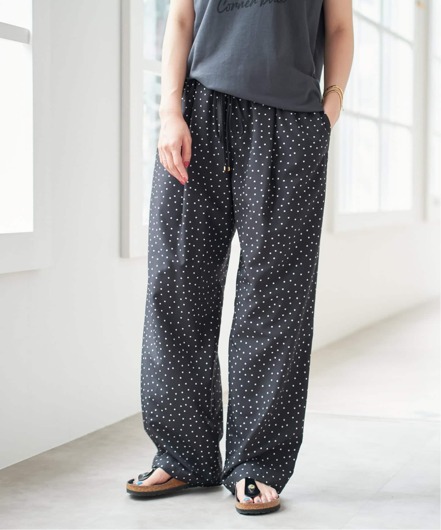 スピック&スパンドットパンツ WEB限定 / 追加予約》ドットプリントイージーストレートパンツ