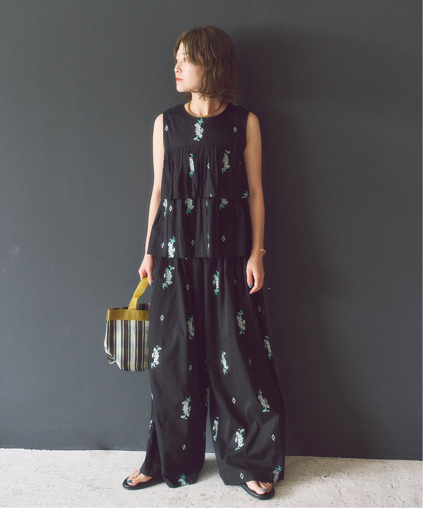 ヌキテパCotton Voile Jasmine Embroidery Gath ne Quittez pas / ヌキテパ Cotton Voile Jasmine Embroidery Gath