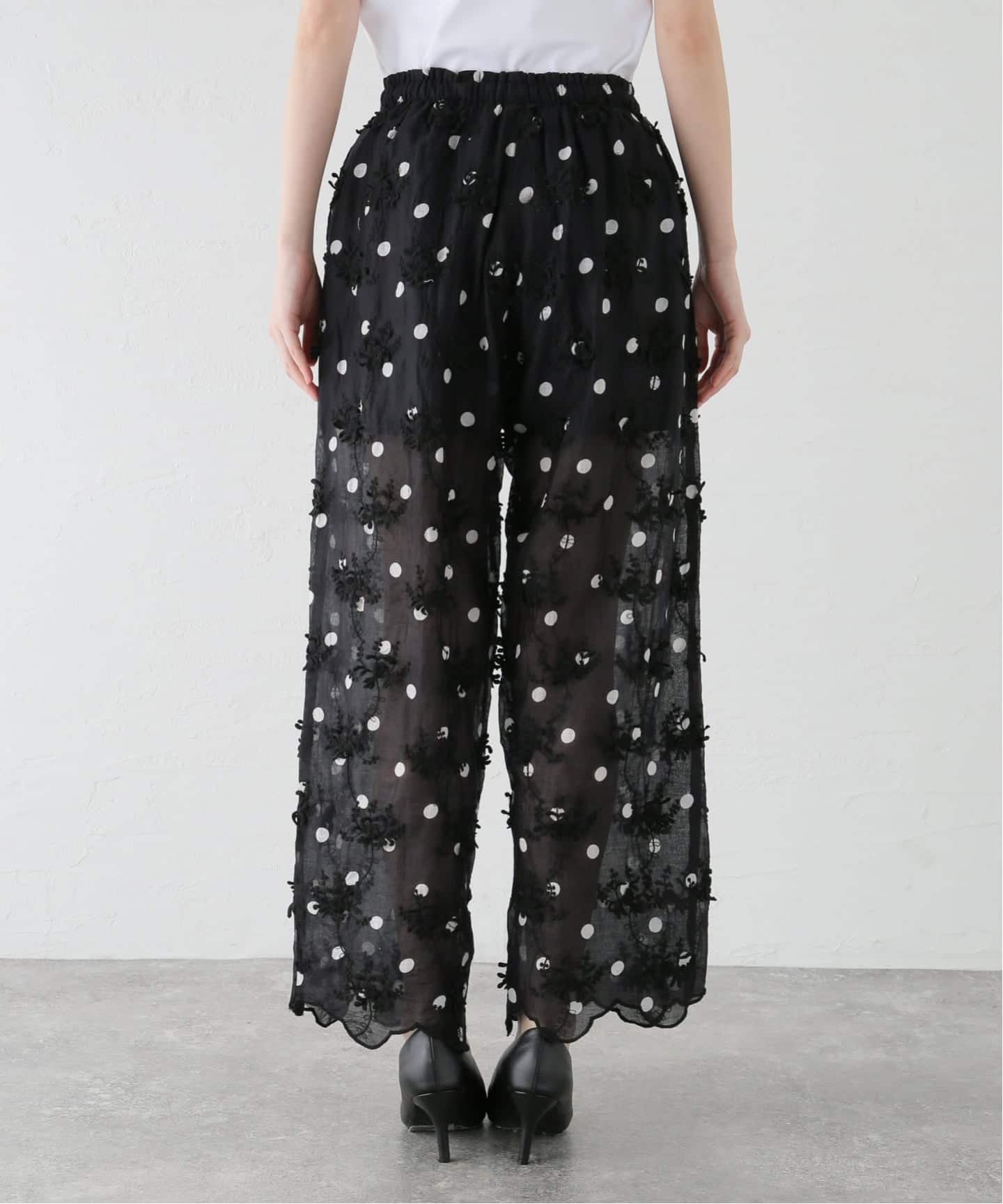 追加》crinkle crinkle crinkle 3D embroidery dot pants（その他