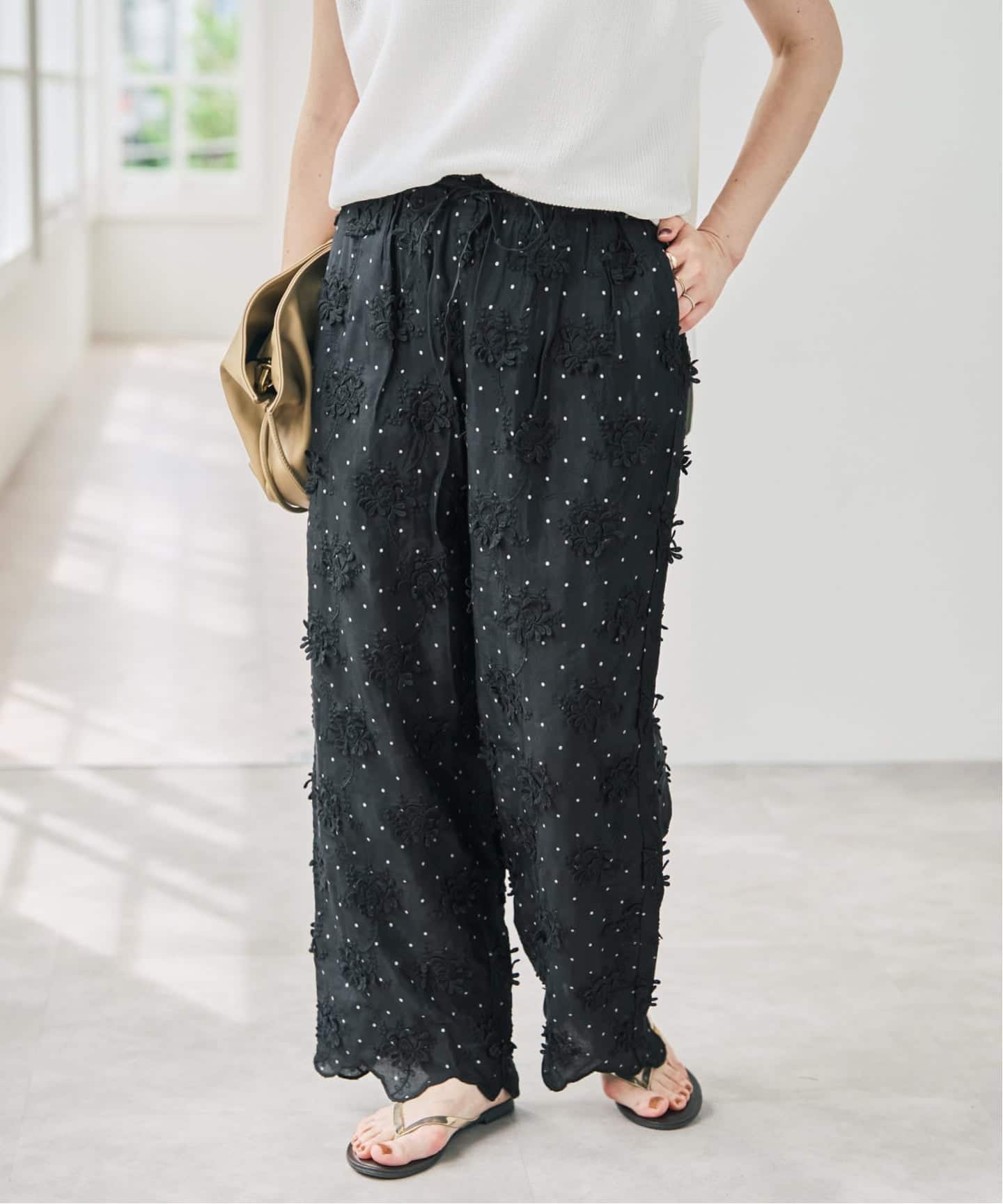 予約》crinkle crinkle crinkle dot 3D rayon shuntang easy pants