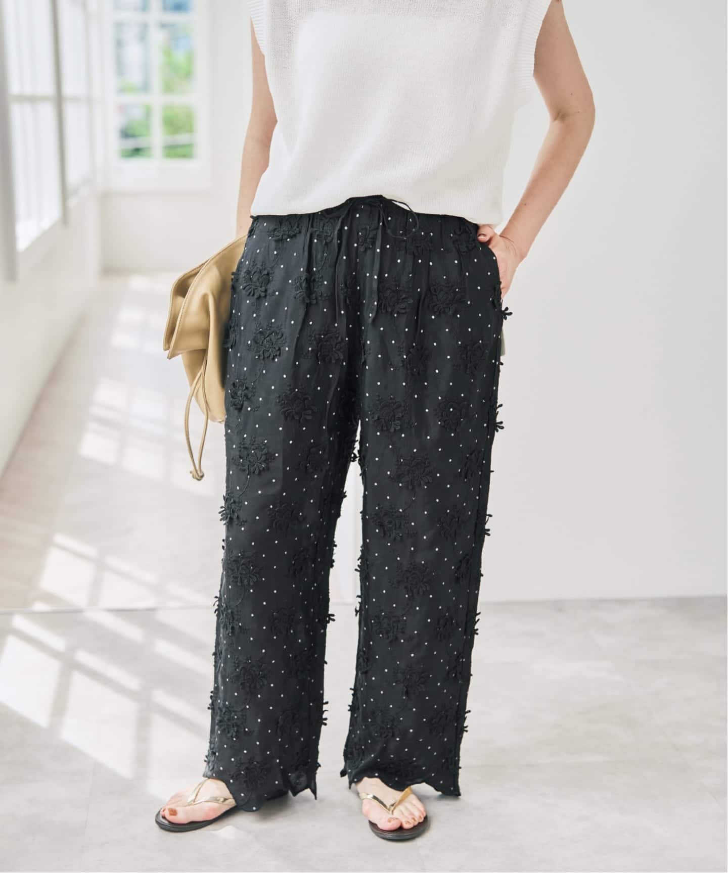 予約》crinkle crinkle crinkle dot 3D rayon shuntang easy pants