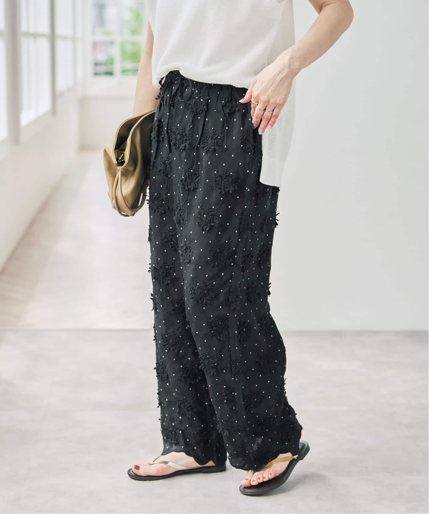 予約》crinkle crinkle crinkle dot 3D rayon shuntang easy pants