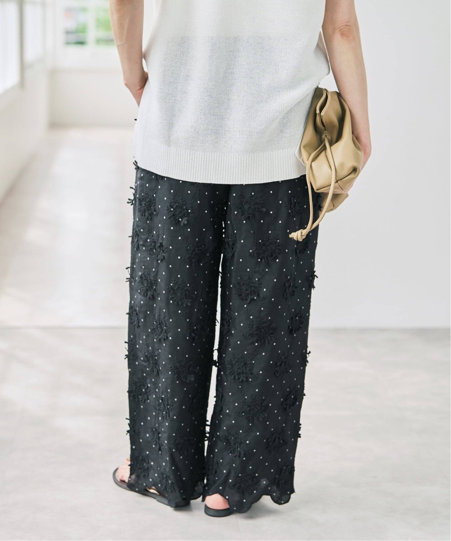 予約》crinkle crinkle crinkle dot 3D rayon shuntang easy pants