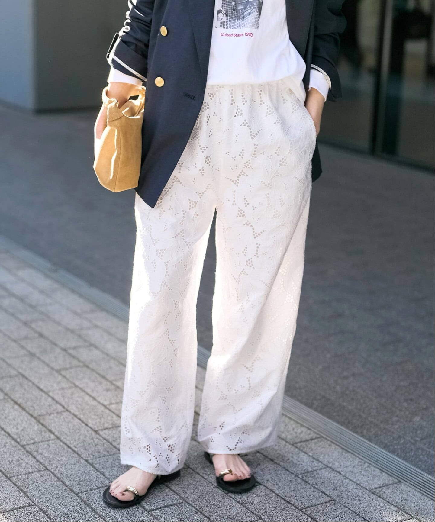 新品タグ付き　スーパービューティー　七分丈パンツ　レース　リボン　お花装飾 TICCA / ティッカ フラワーレースパンツ（その他パンツ）｜Spick
