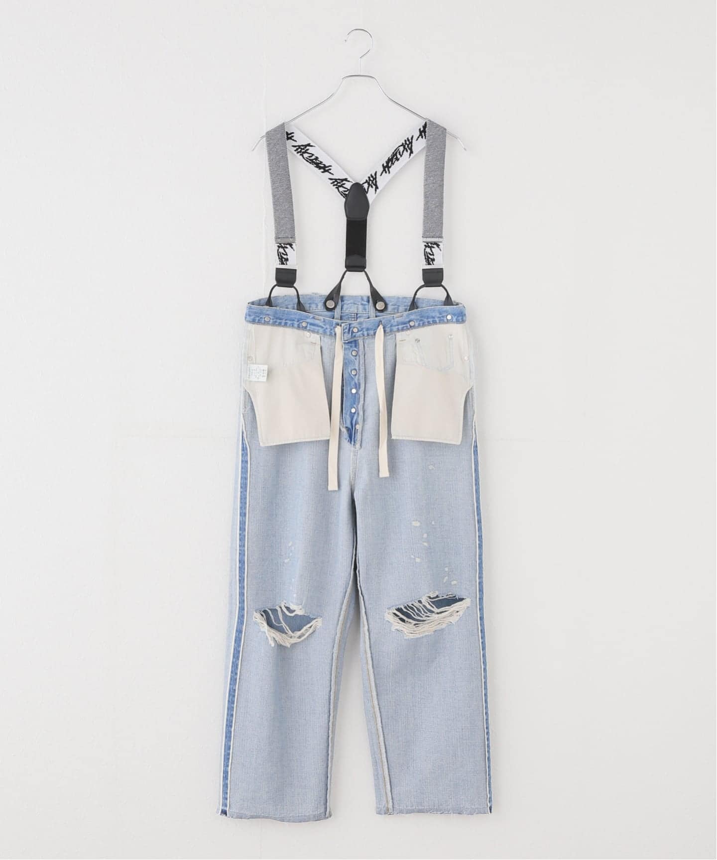一部店舗+WEB限定》HOLIDAY/ホリデイ DAMAGE DENIM SUSPENDER PANTS