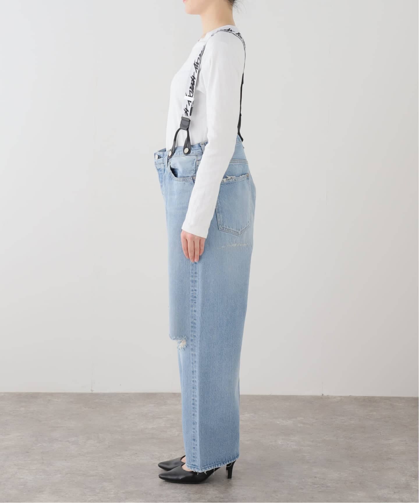 一部店舗+WEB限定》HOLIDAY/ホリデイ DAMAGE DENIM SUSPENDER PANTS