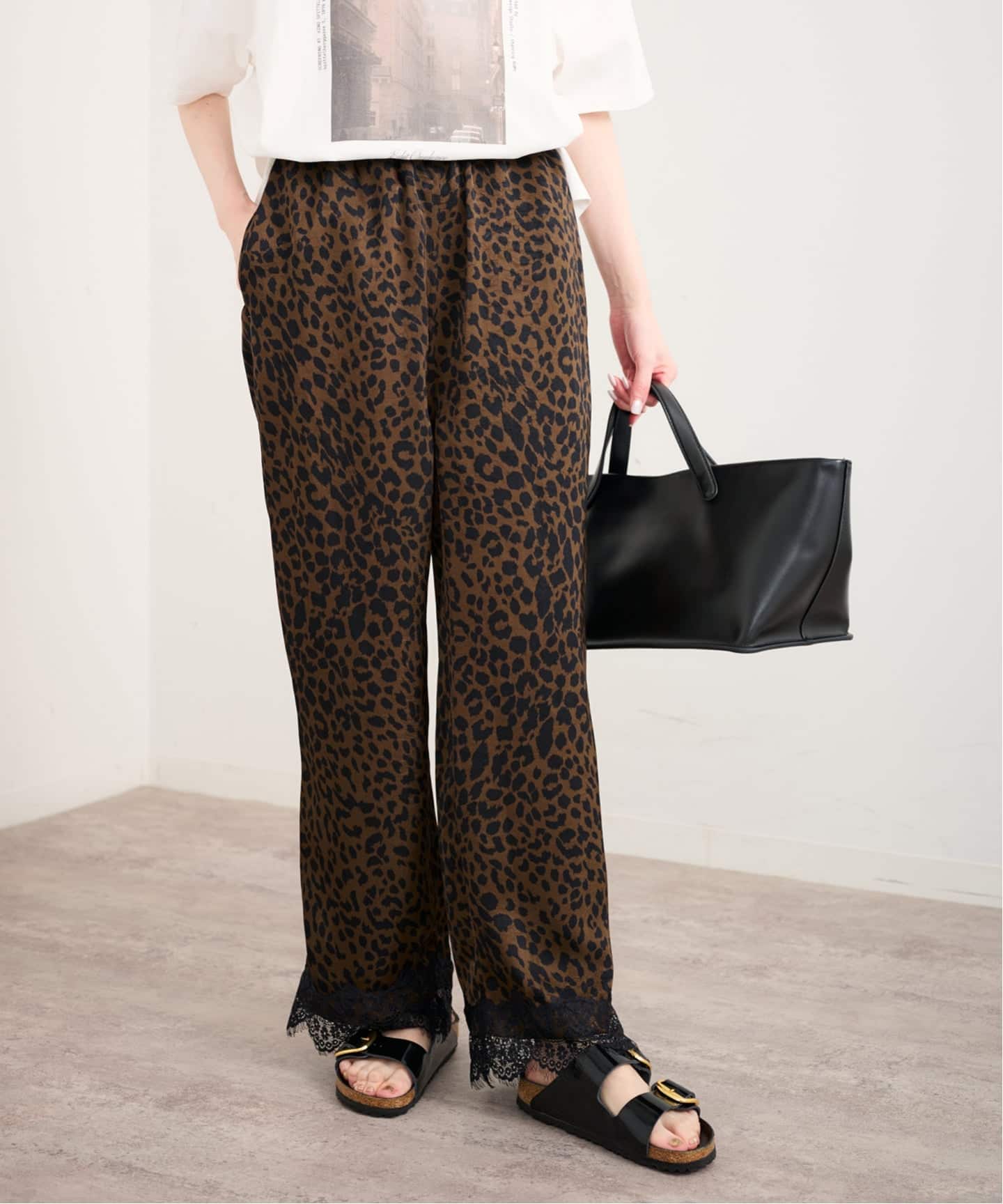 予約》ARCHIVE STANCE/アーカイブスタンス lace hem leopard pants
