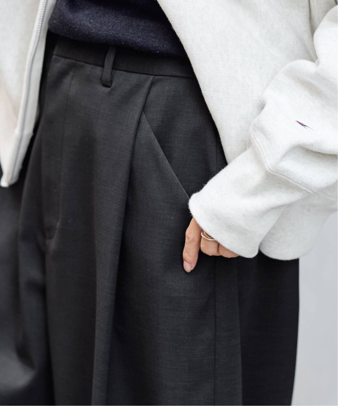 ≪洗える / 追加≫タックカーブバックゴムパンツ（スラックス