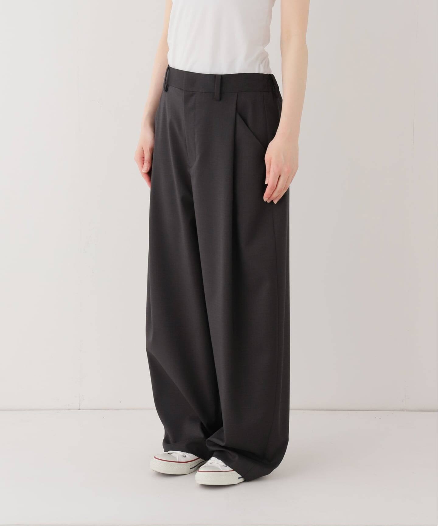 ≪洗える / WEB限定≫タックカーブバックゴムパンツ 2(スラックス ≪洗える / WEB限定≫タックカーブバックゴムパンツ 2(スラックス