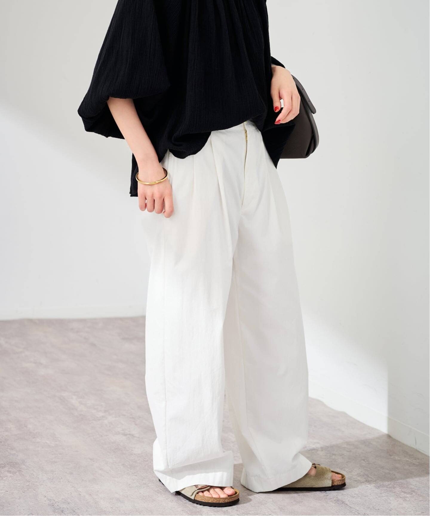 【新品】えみおわす / コットンタックパンツ ≪洗濯機洗い可≫コットンナイロンタックパンツ（その他パンツ