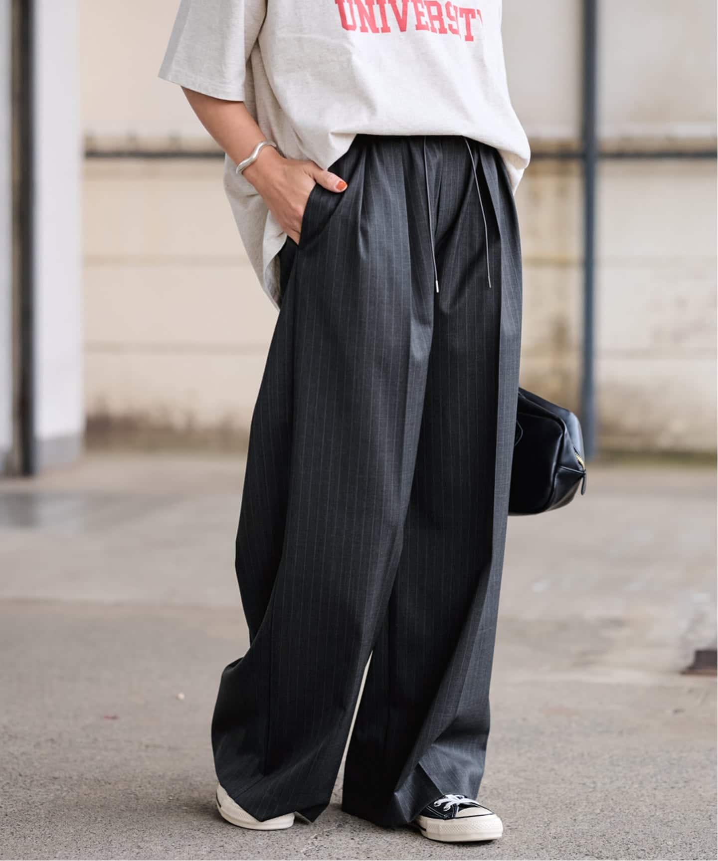 ≪予約≫TWストライプワイドパンツ（スラックス）｜FRAMeWORK