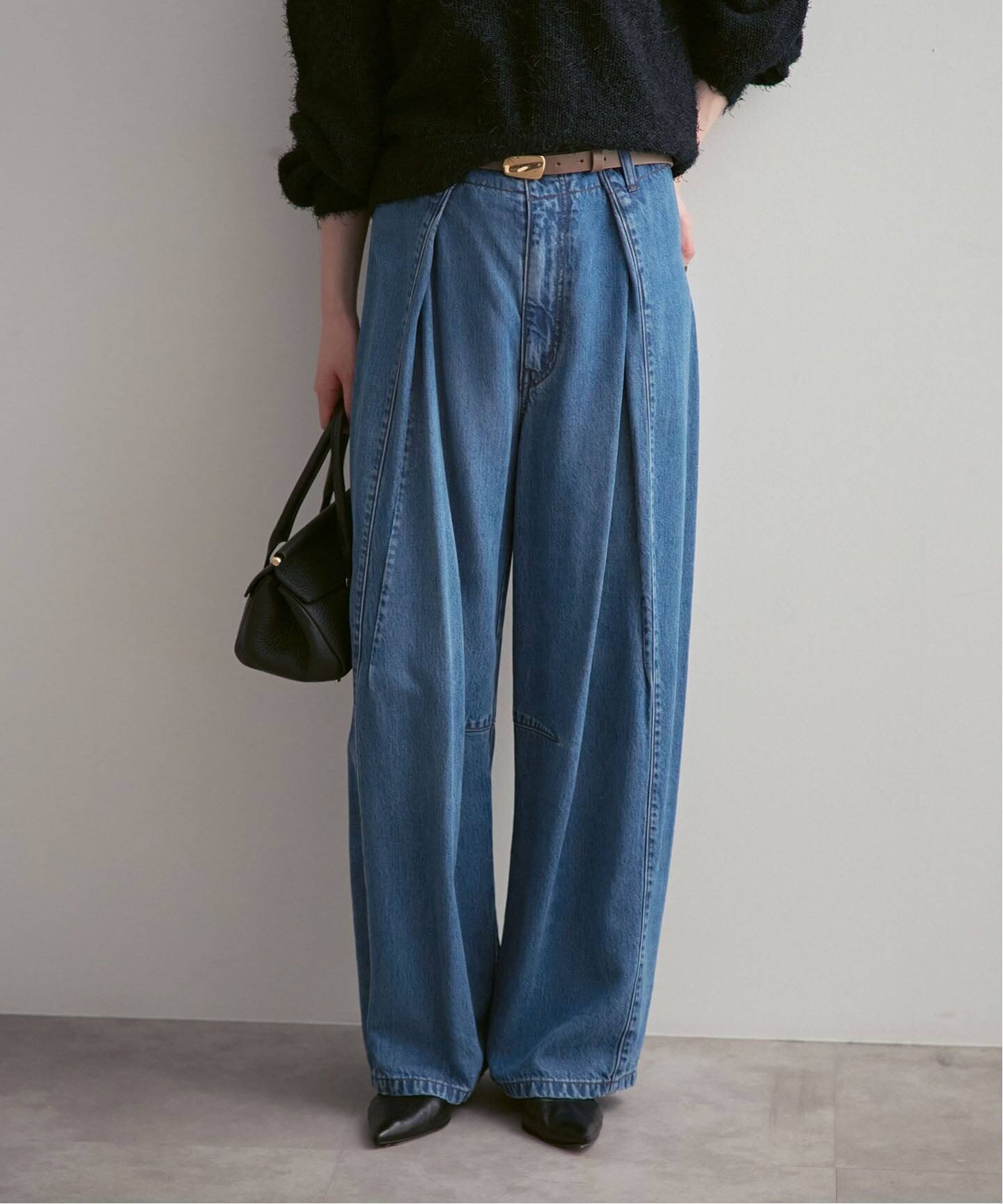 追加》スージングデニムフォルムタックパンツ（デニムパンツ・ジーンズ