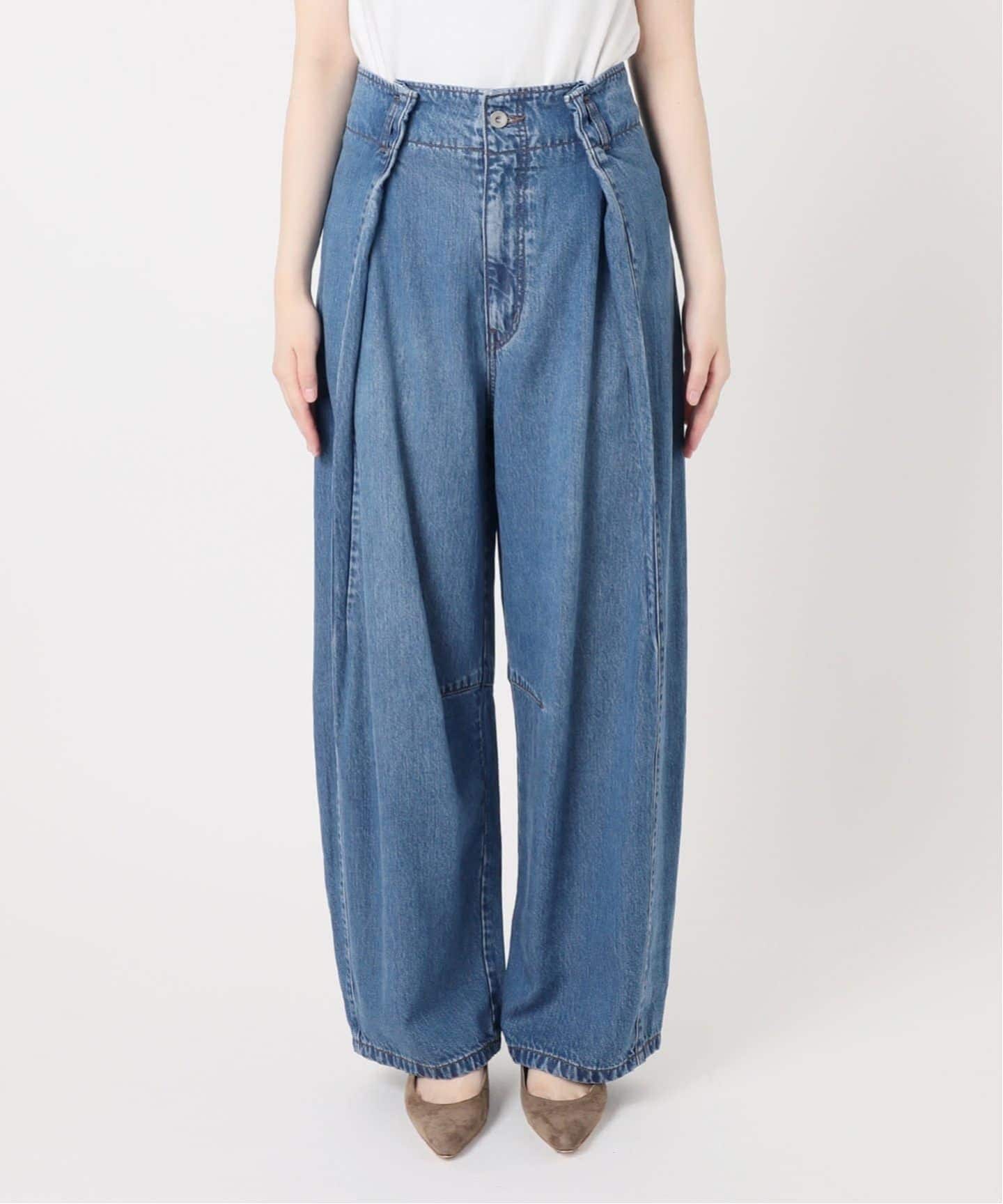 美品✨ノーブル　スージングデニムフォルムタックパンツ　デニムパンツ　ゆったり 26SS先行予約・追加》スージングデニムフォルムタックパンツ（デニム