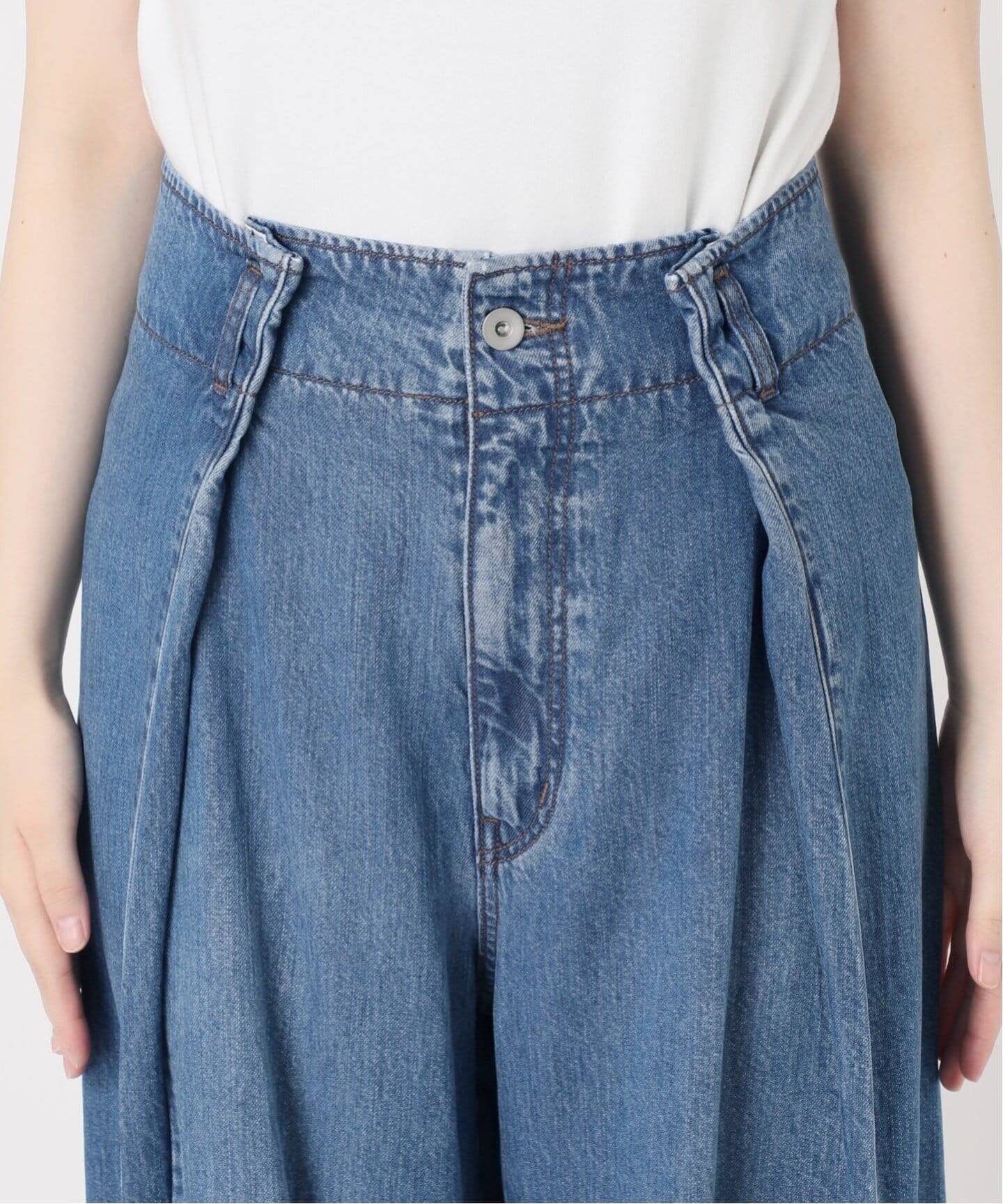 美品✨ノーブル　スージングデニムフォルムタックパンツ　デニムパンツ　ゆったり 26SS先行予約・追加》スージングデニムフォルムタックパンツ（デニム