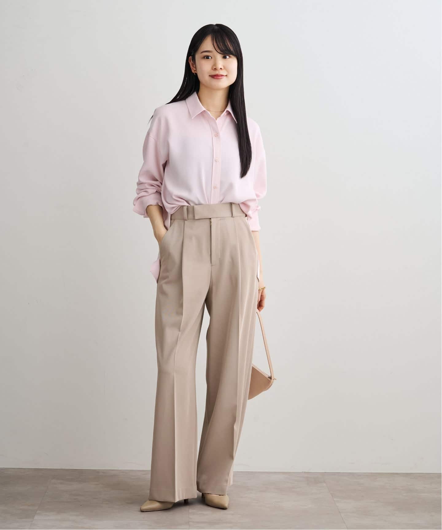 NOBLE ブラウス パンツ セット NOBLE（ノーブル） スラックス パンツ 「セットアップ対応」ルナサテン