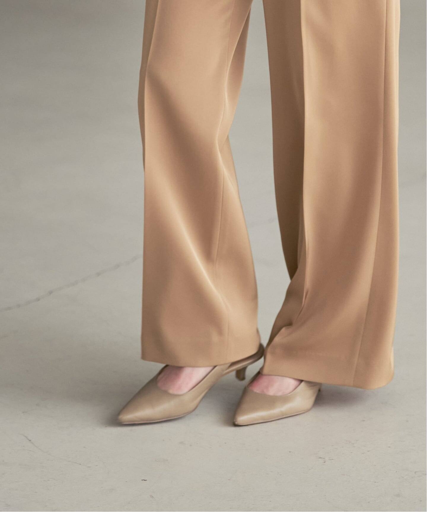【美品】Chaos サロンタックパンツ キャメル クリアツイルストレートタックパンツ（スラックス）｜NOBLE（ノーブル