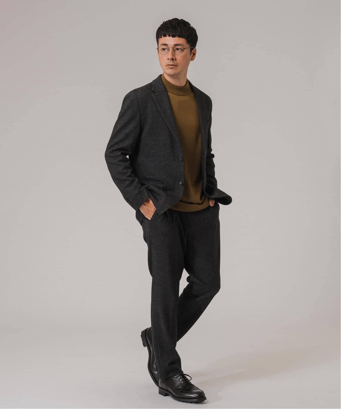 コットン/ウール ジャージー イージースラックス【セットアップ着用可