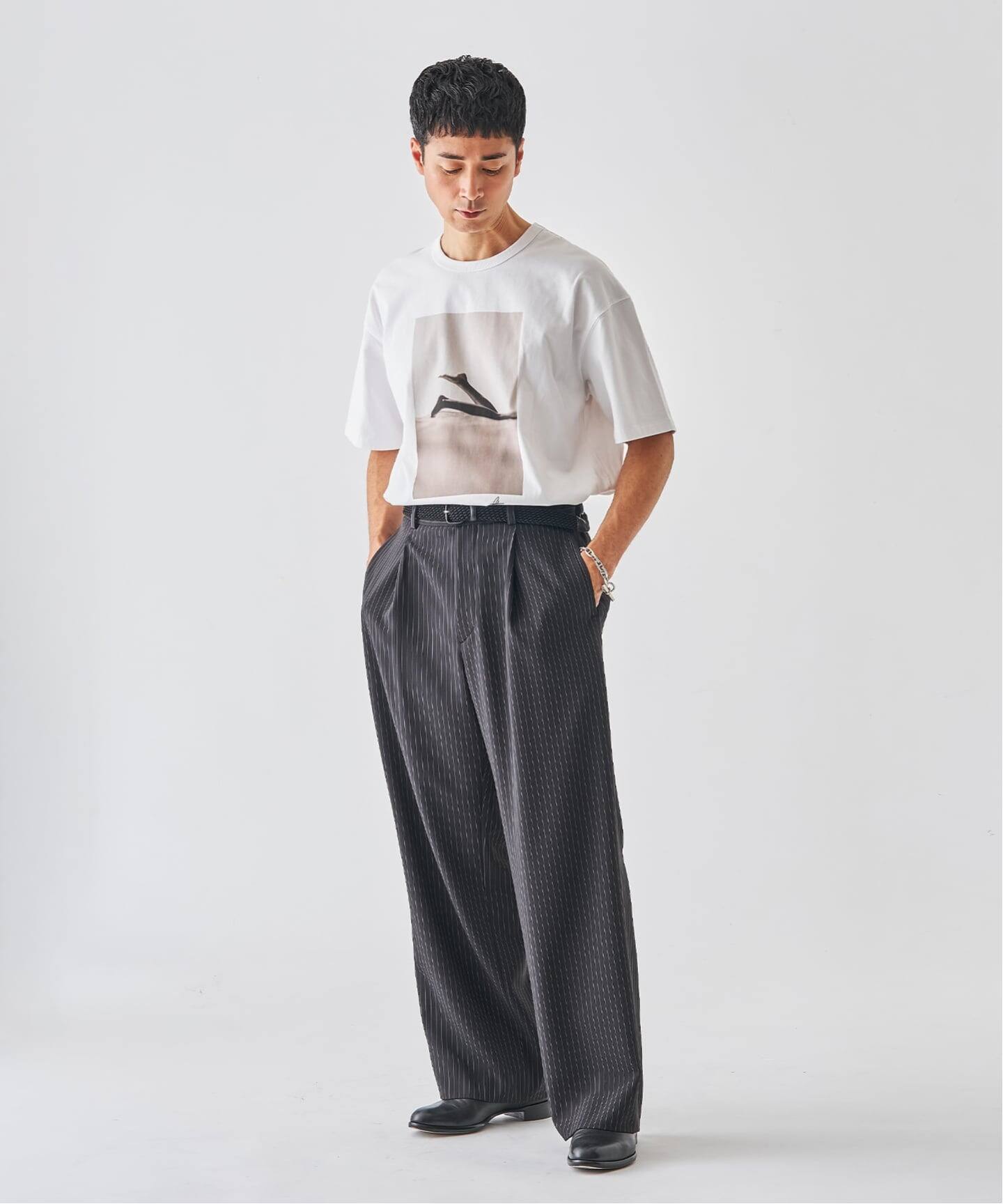 ストライプ サイド アジャスト ワイド パンツ（その他パンツ